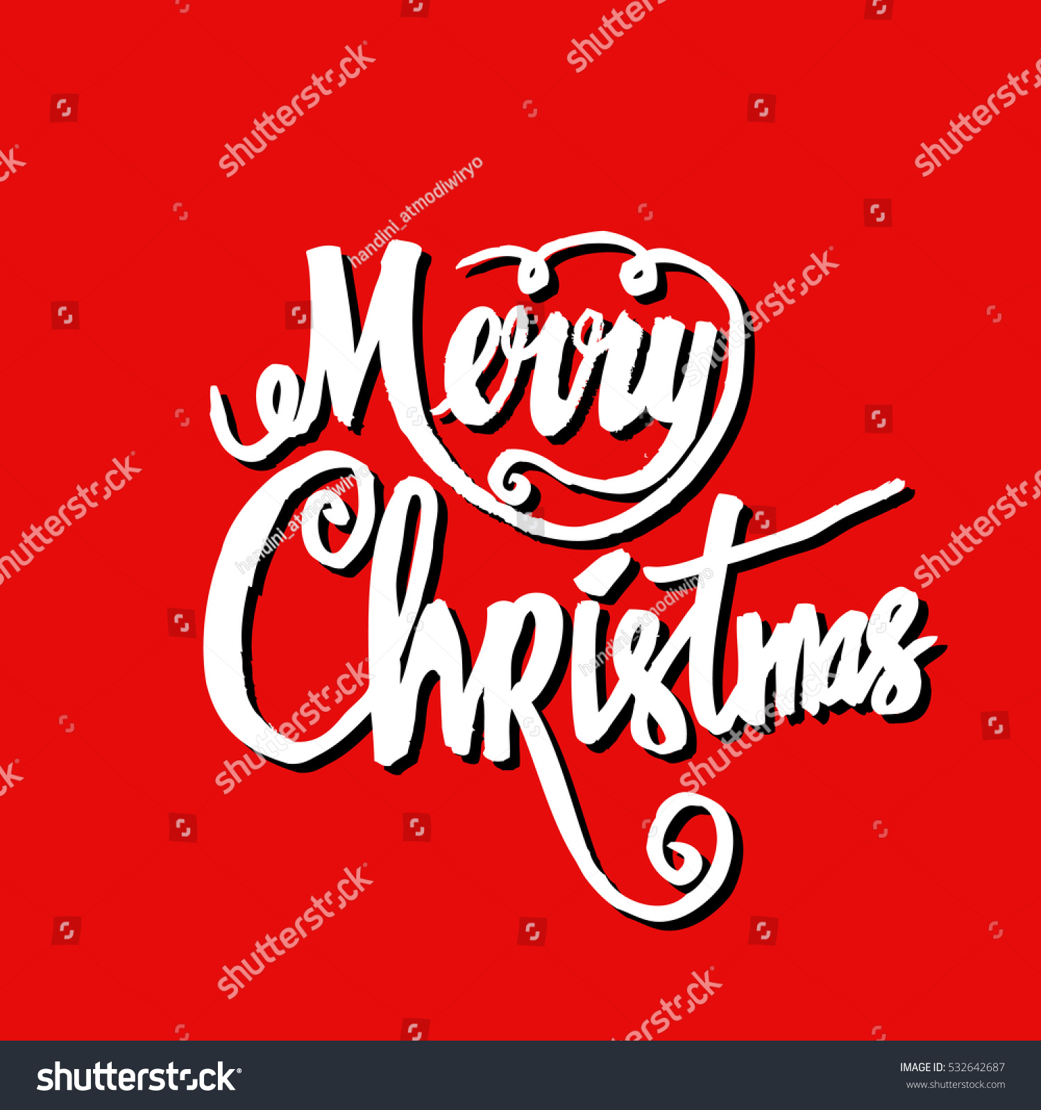 Merry Christmas Vector Text Calligraphic Lettering Design Card Template. Creative Typography For