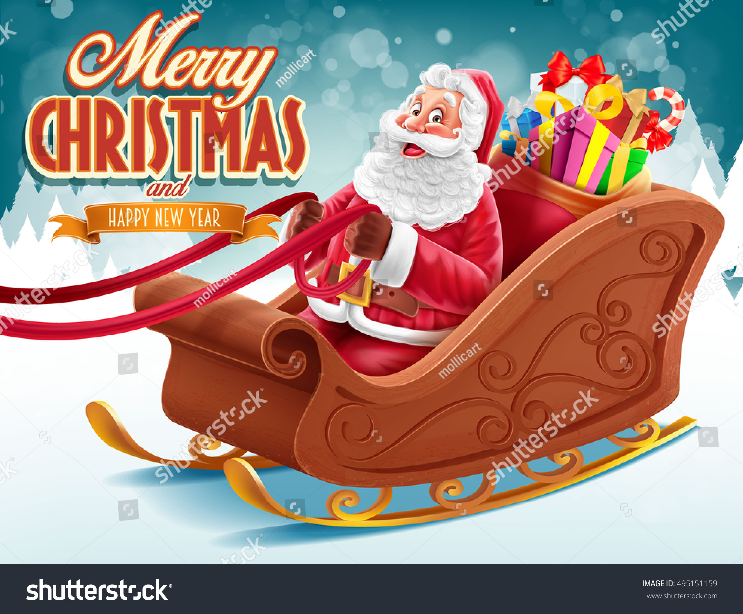 Merry Christmas With Santa Claus Stock Vector Illustration 495151159 : Shutterstock