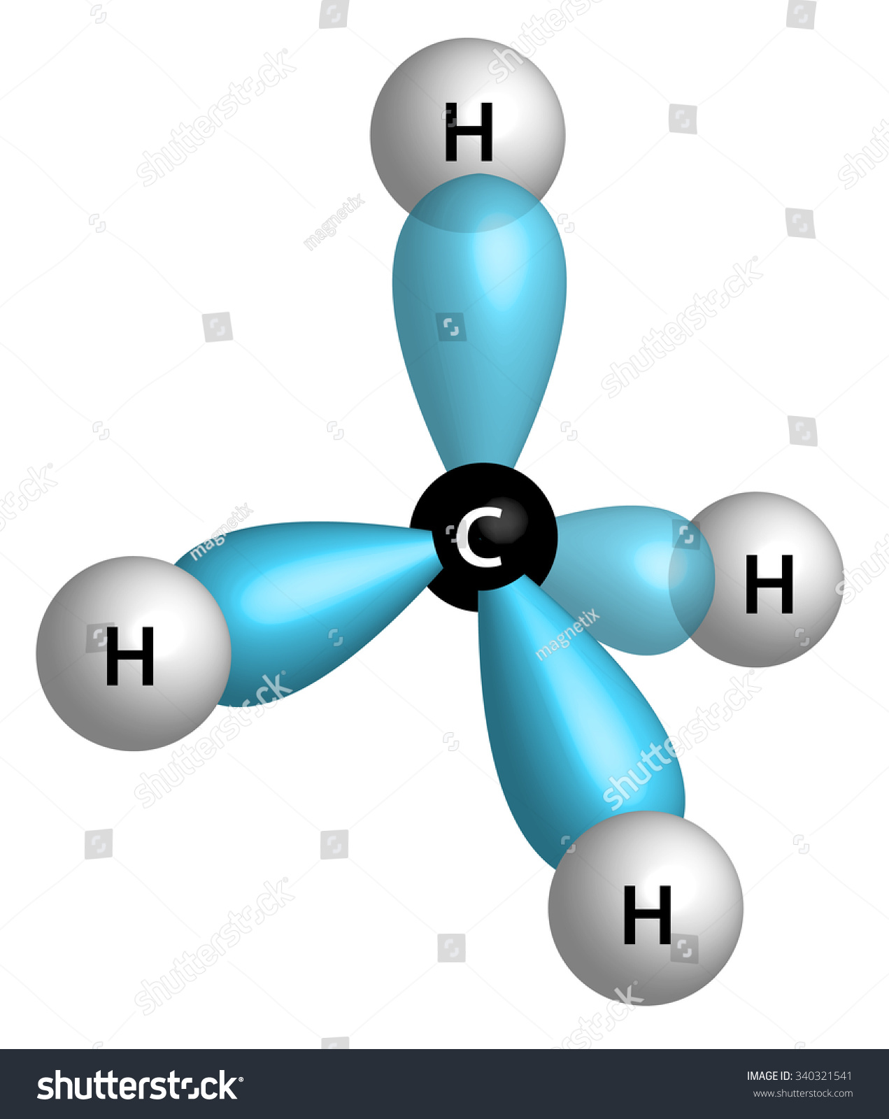 Methane Molecule Ch4 Tetrahedron With Sp3 Hybrid Orbitals Stock