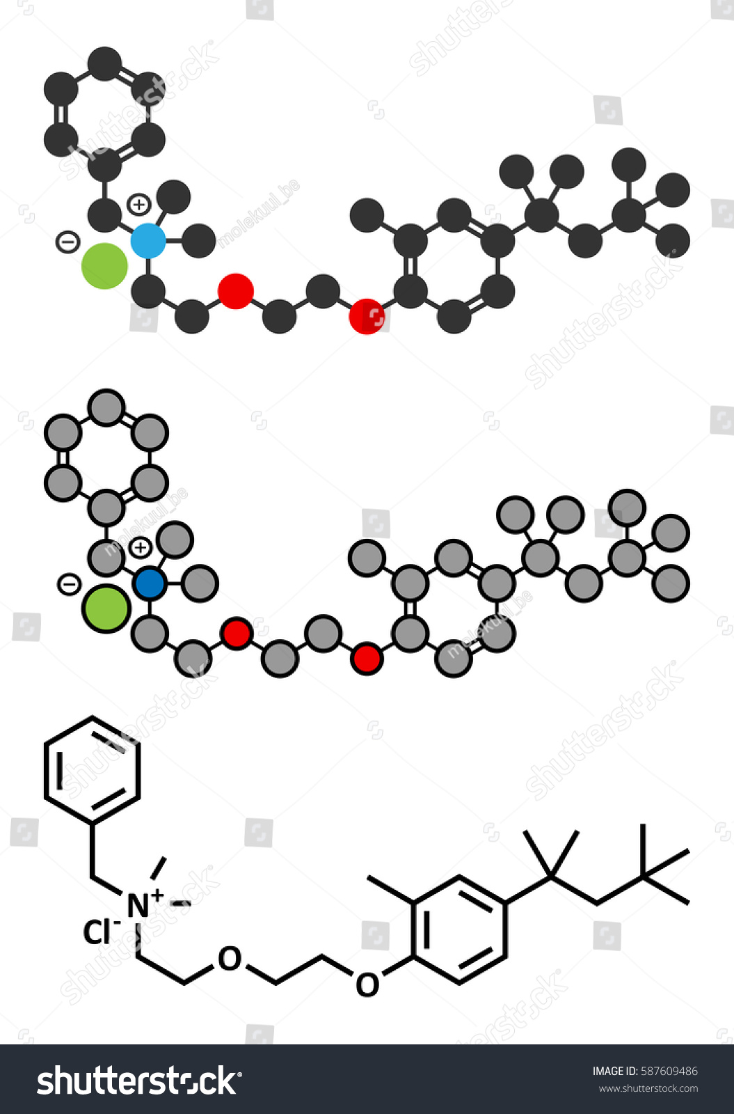 Methylbenzethonium Chloride Antiseptic Molecule Conventional Skeletal