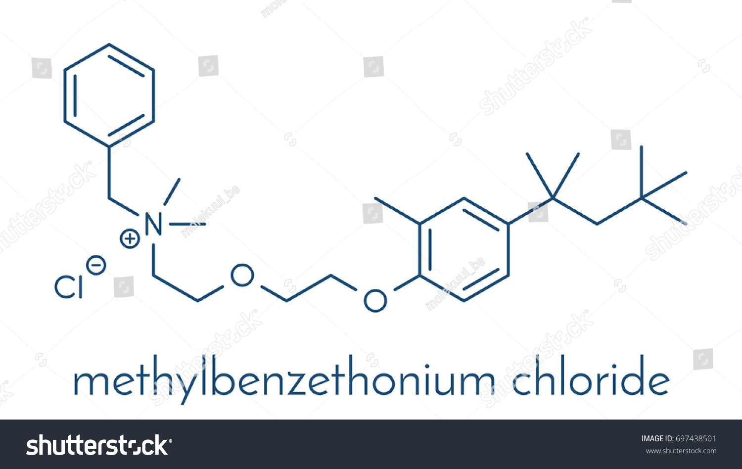 Methylbenzethonium Chloride Antiseptic Molecule Skeletal Formula Stock