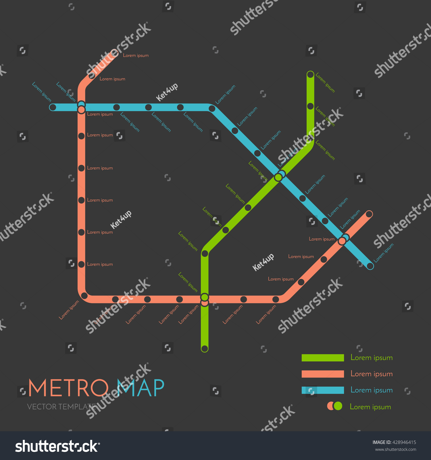 Metro Subway Map Design Template City Stock Vector Royalty Free 428946415