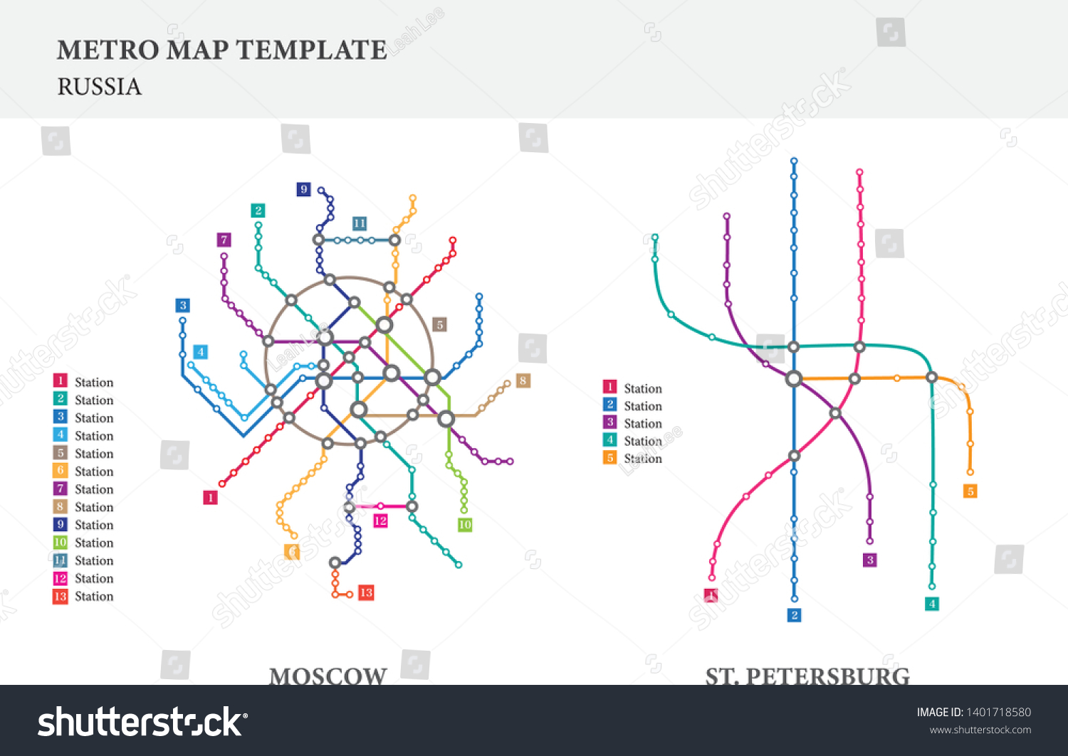 Metrosubway Map Design Template City Transportation Stock Vector