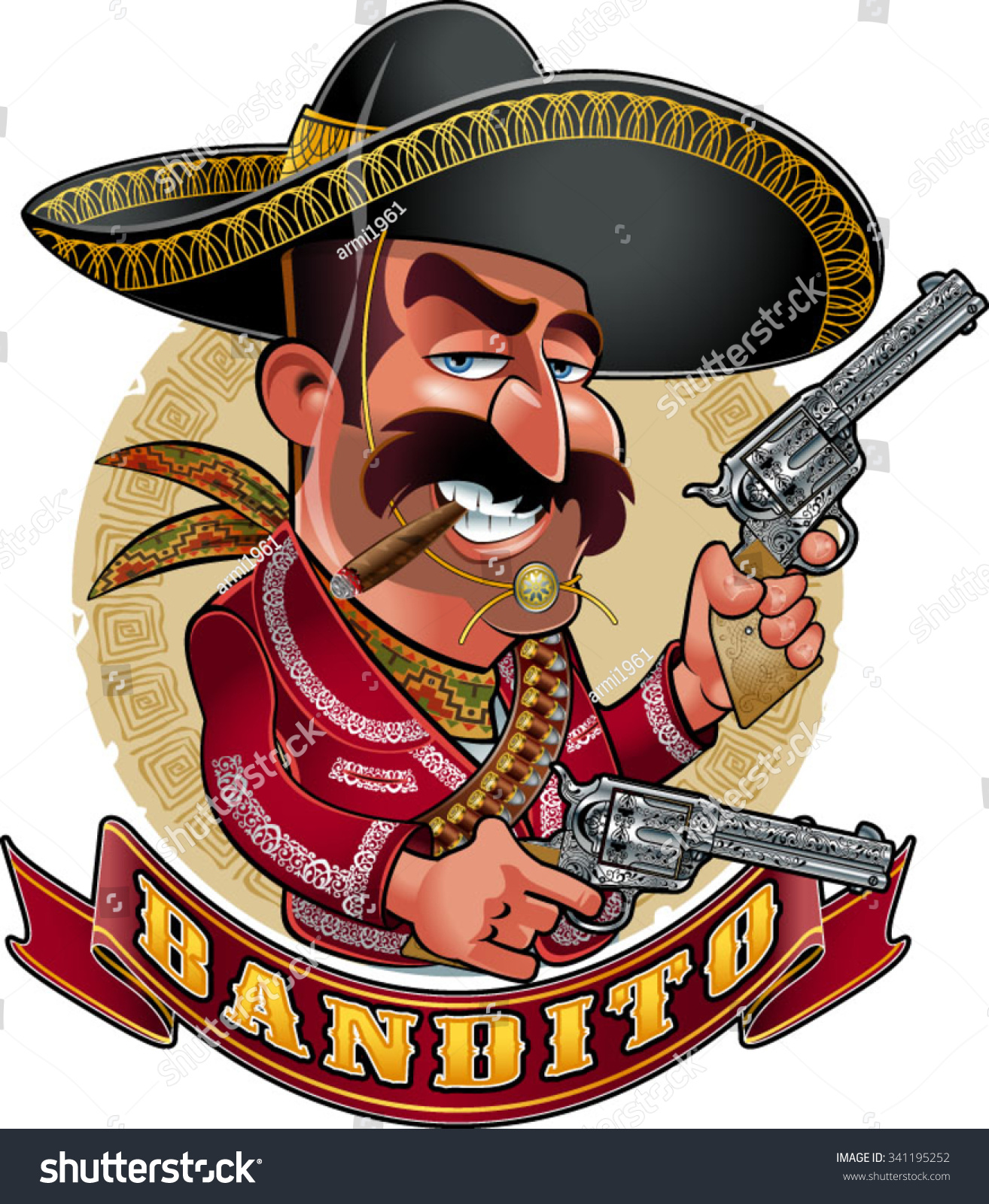 stock-vector-mexican-with-sombrero-pistols-and-banner-with-text-bandit