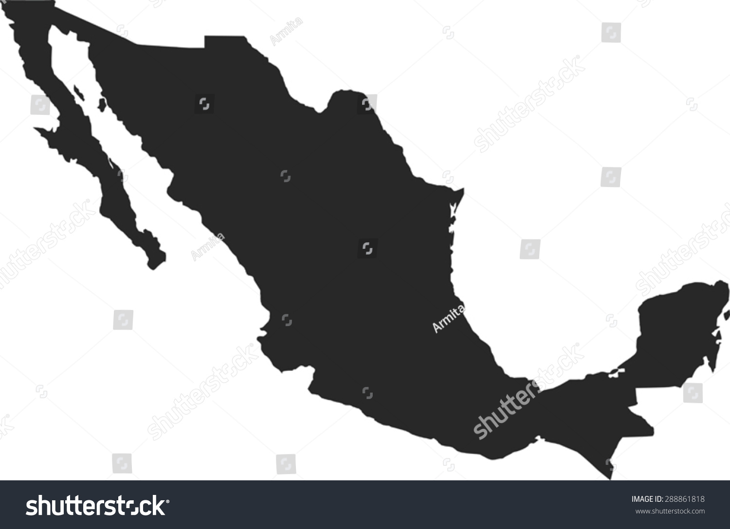 Mexico Vector Map - 288861818 : Shutterstock