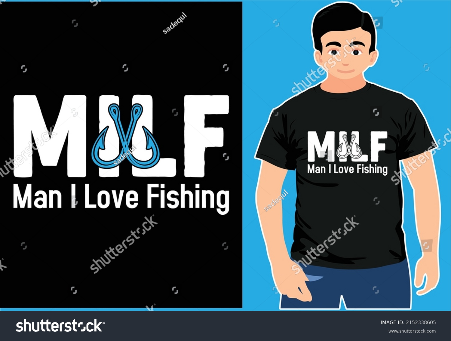 Milf Man Love Fishing Typography Tshirt Stock Vector Royalty Free