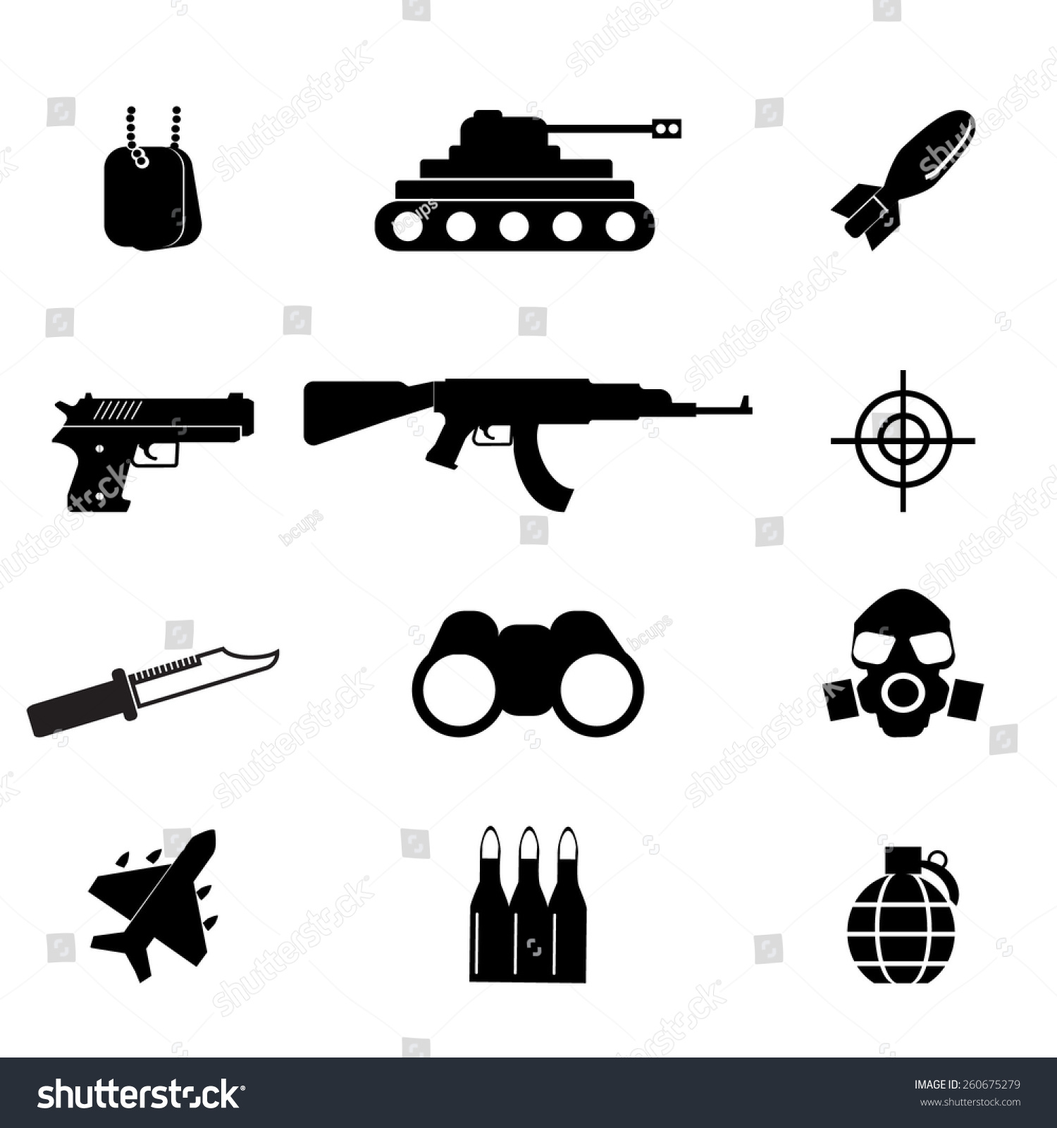 Military Icon Set Stock Vector Royalty Free 260675279