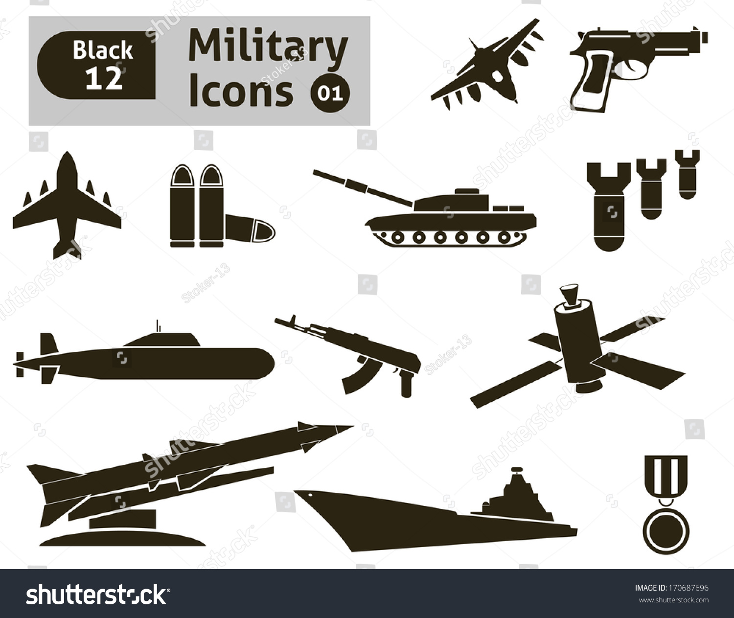 Military icons Vector set for your design Military icons Vector set for your design