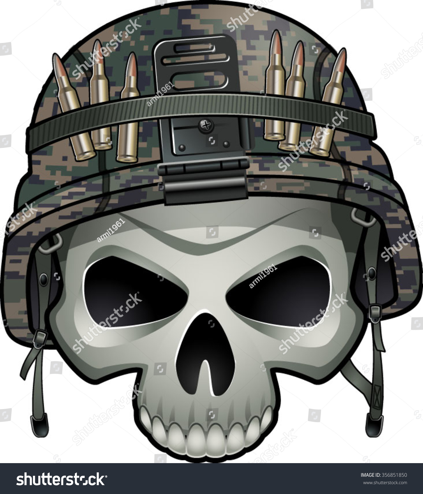 Military Skull Wearing Kevlar Helmet Stock Vector 356851850 Shutterstock