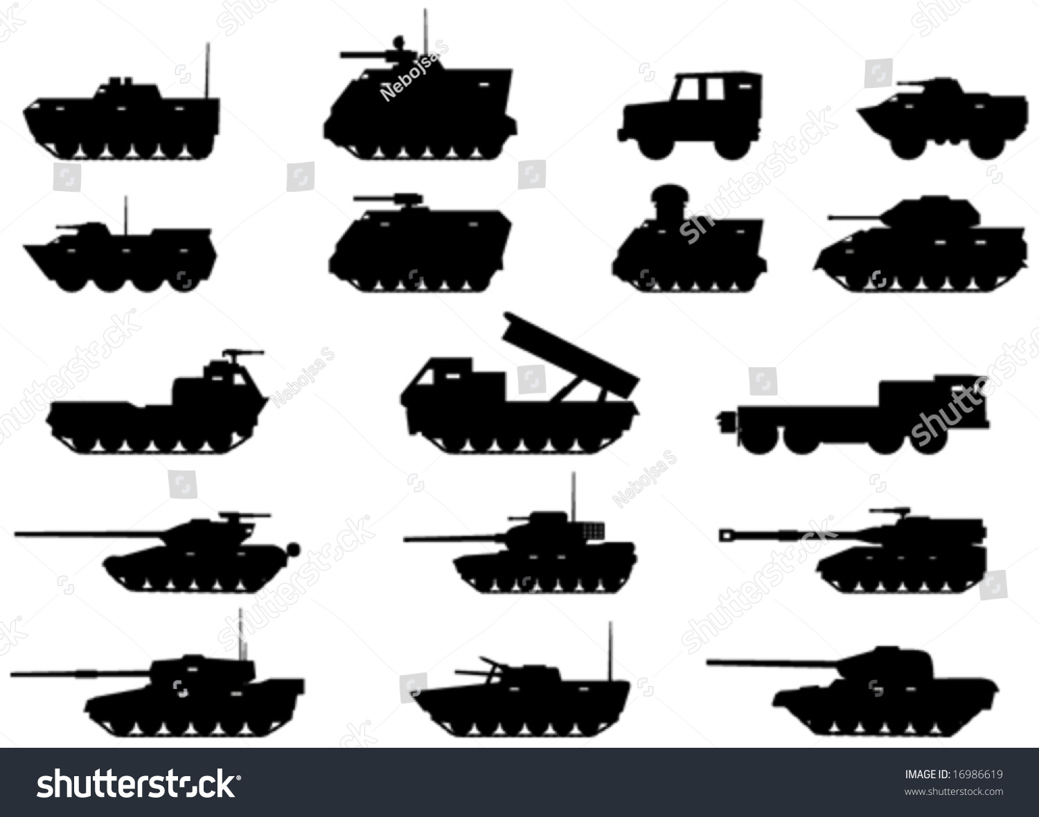 Military Vehicles Silhouette Vector 16986619 Shutterstock