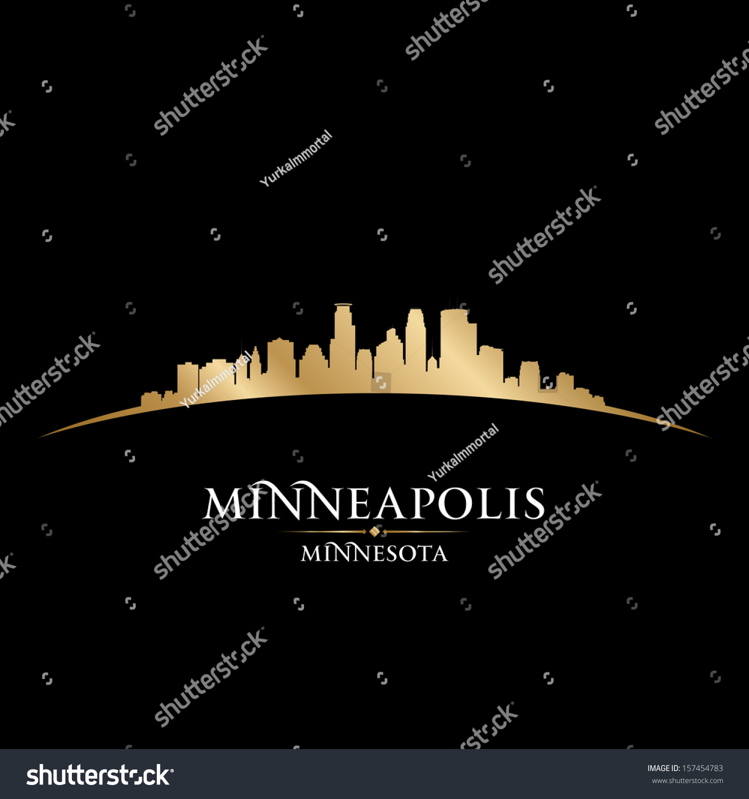 Minneapolis Minnesota City Skyline Silhouette. Vector Illustration 