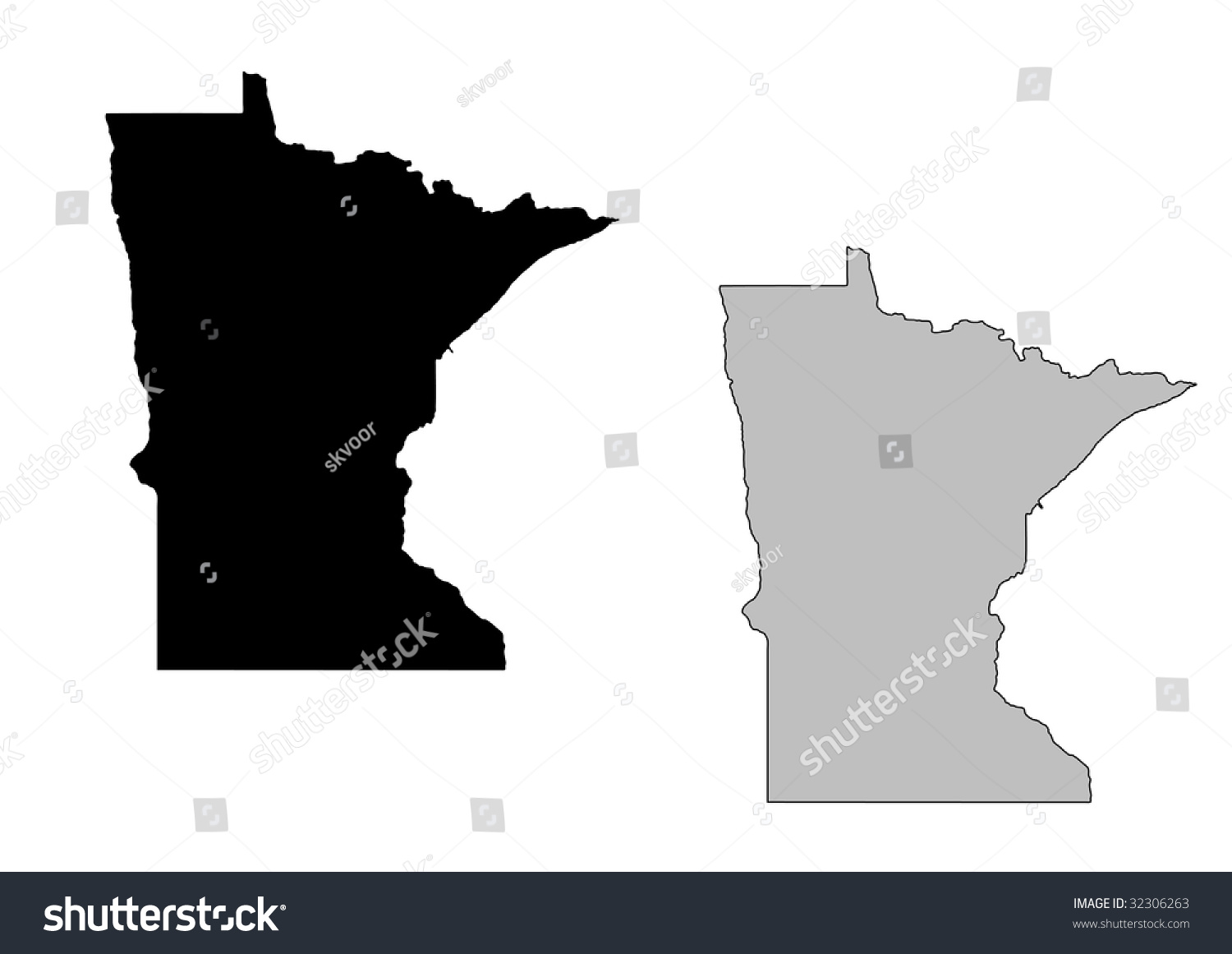 Minnesota Map. Black And White. Mercator Projection. Stock Vector