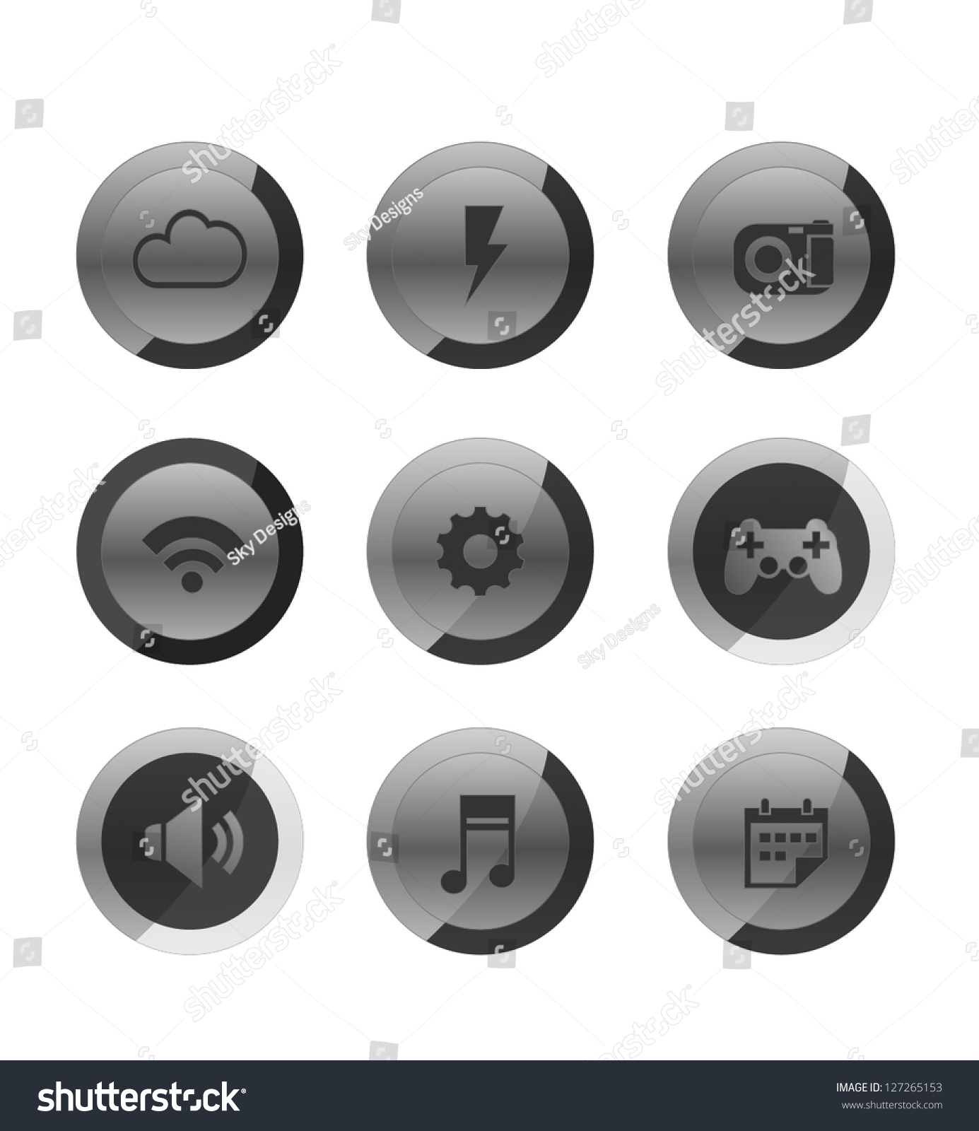 Mobile Icons Set 2 Stock Vector Illustration 127265153 : Shutterstock