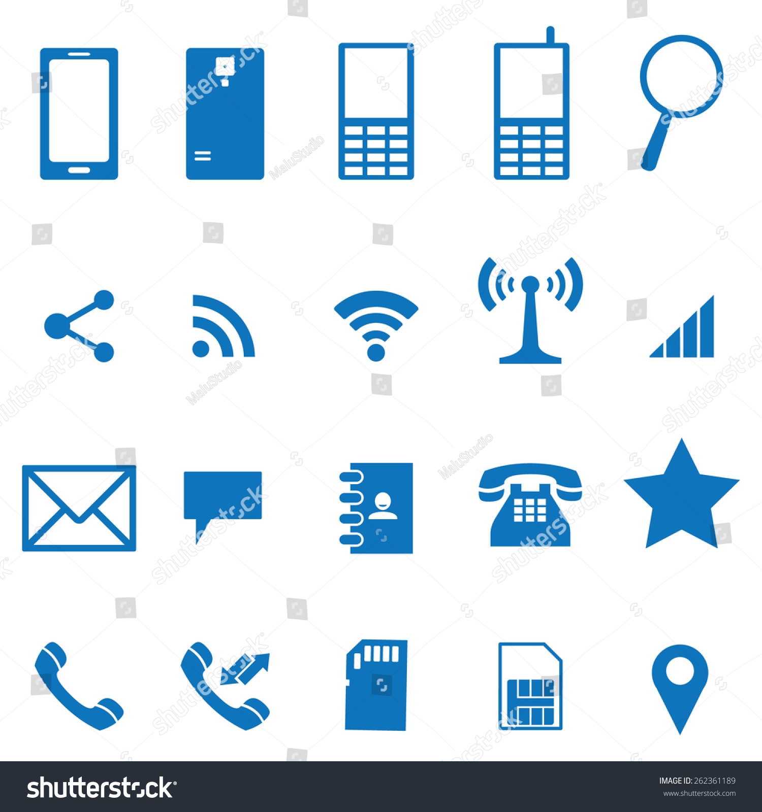 Mobile Icons Set Stock Vector Illustration 262361189 : Shutterstock