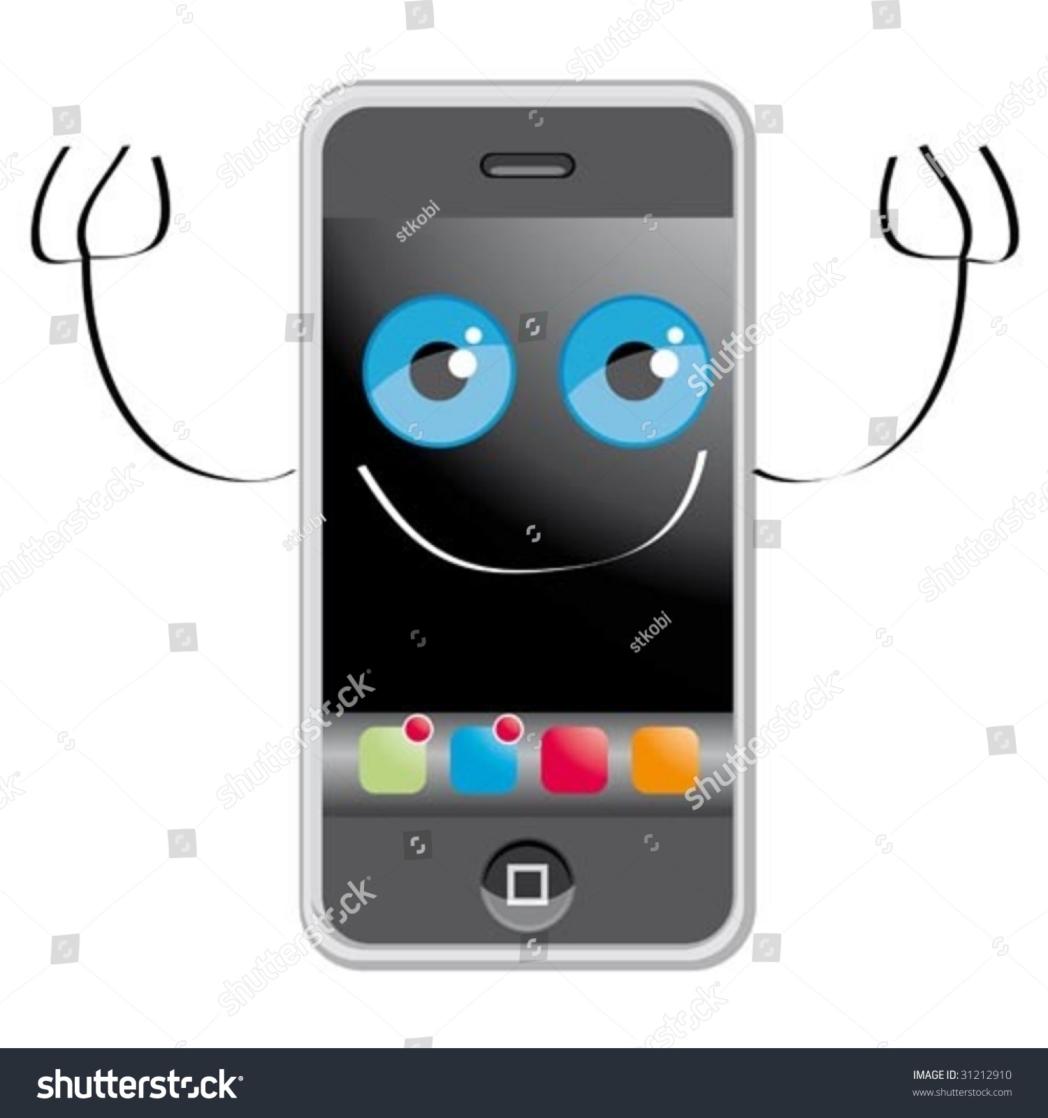 Mobile Phone Cartoon Style Stock Vector 31212910 - Shutterstock