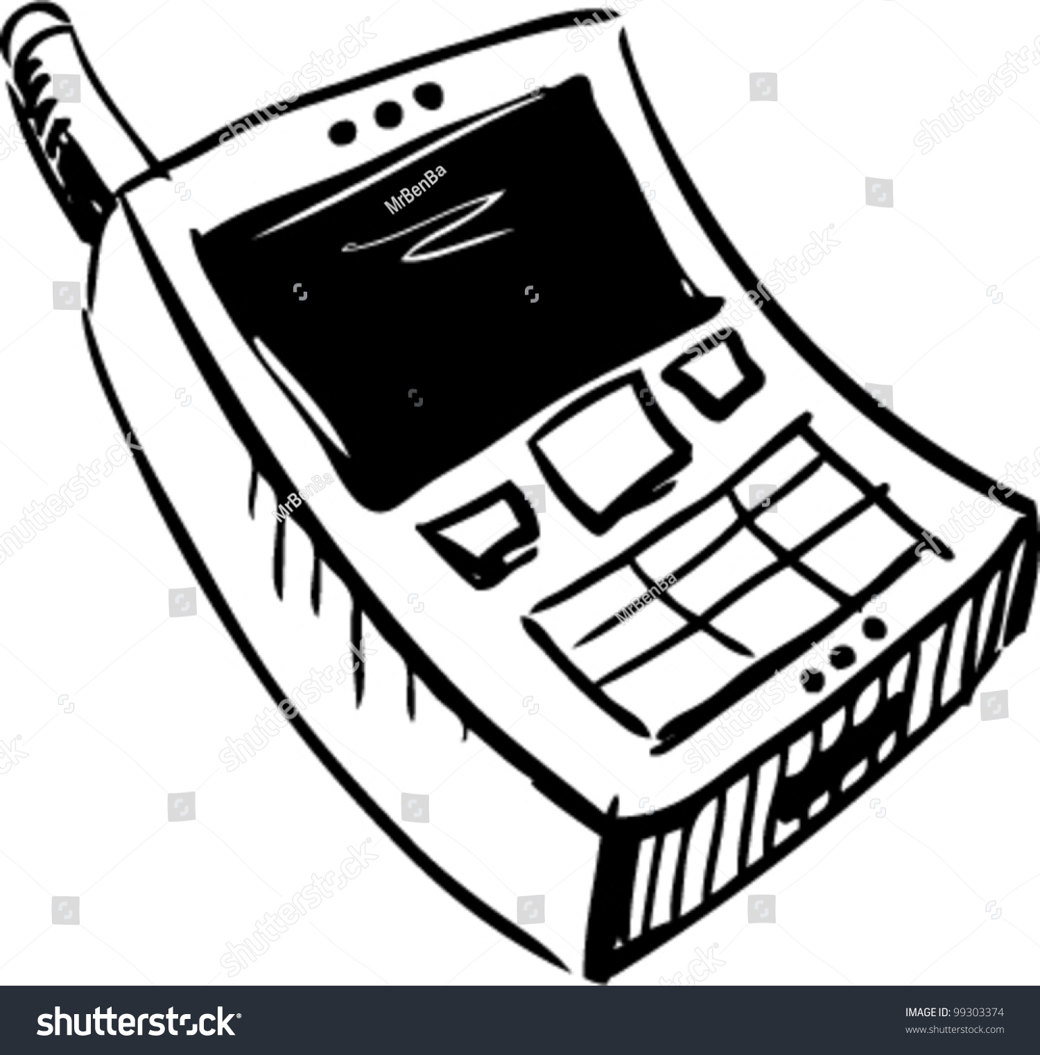 Mobile Phone Icon Doodle Cartoon Sketch Vector Illustration - 99303374