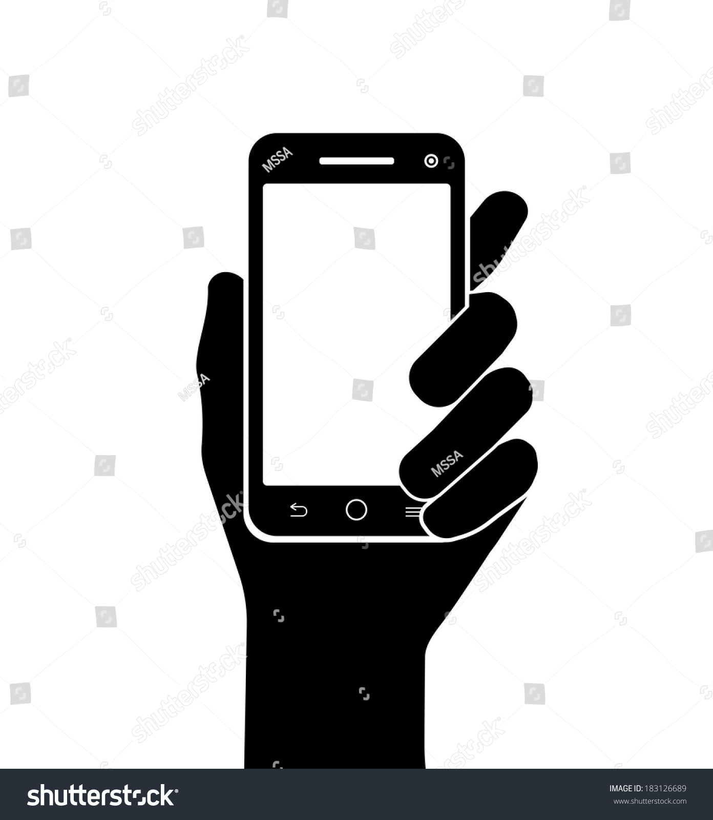 Mobile Phone Hand Vector Silhouette On Stock Vector 183126689