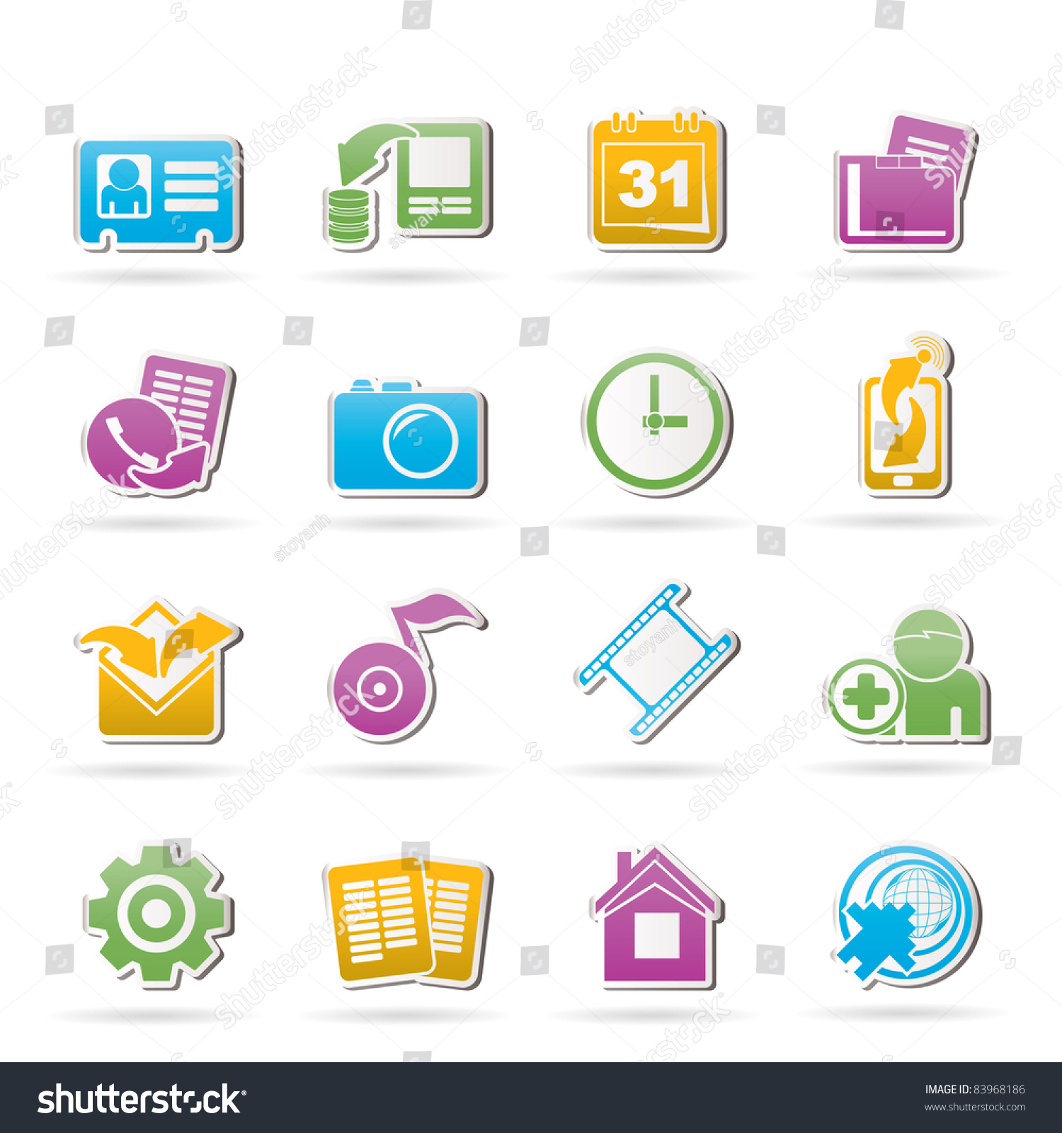 Mobile Phone Menu Icons - Vector Icon Set - 83968186 : Shutterstock