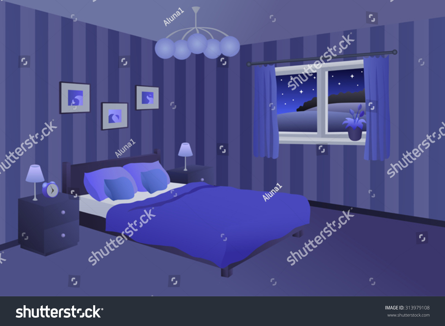 Modern Blue And Black Bedroom modern bedroom night blue black bed pillows lamps window Modern Blue And Black Bedroom modern bedroom night blue black bed pillows lamps window