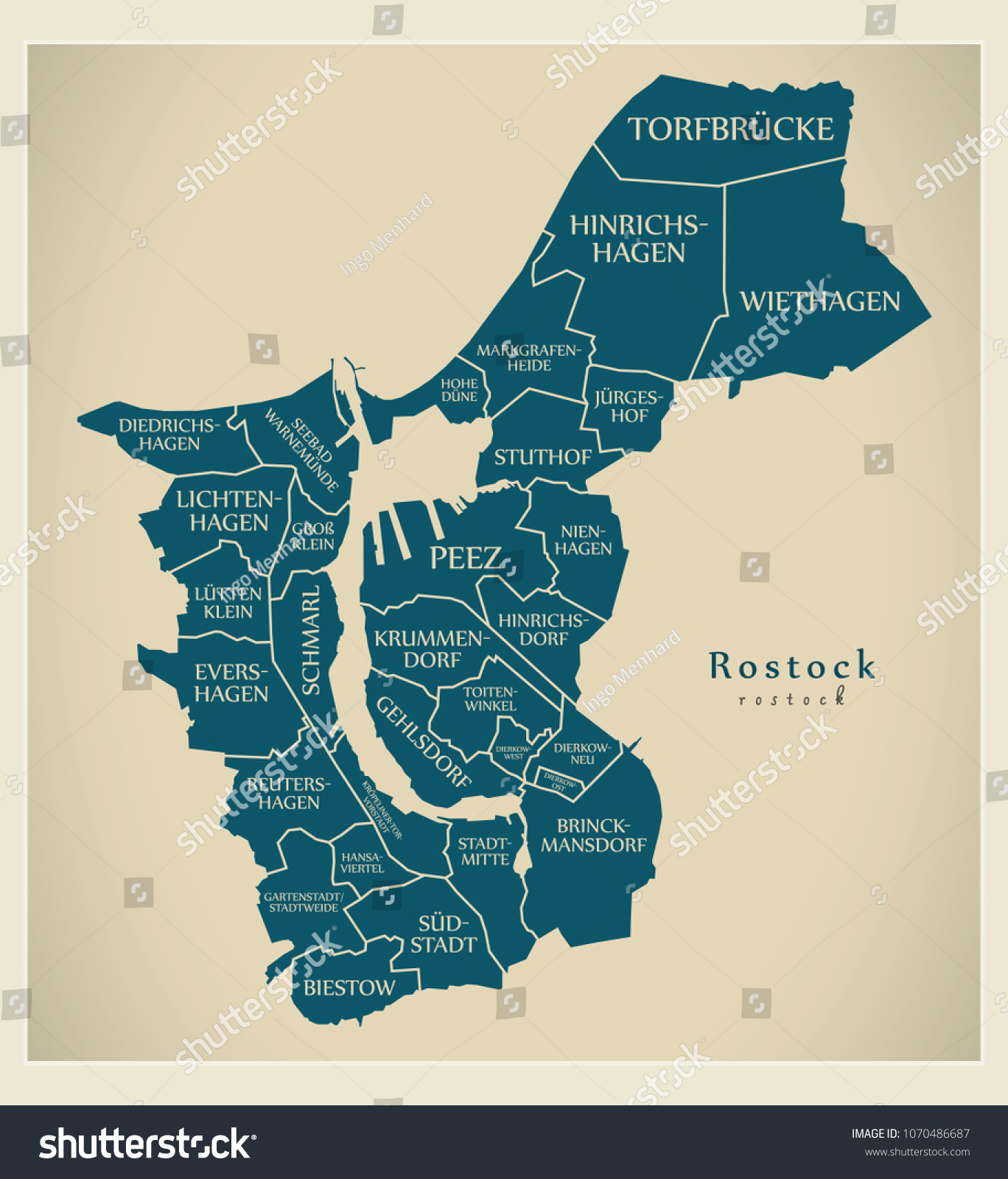 Modern City Map Rostock City Germany Stock Vector Royalty Free