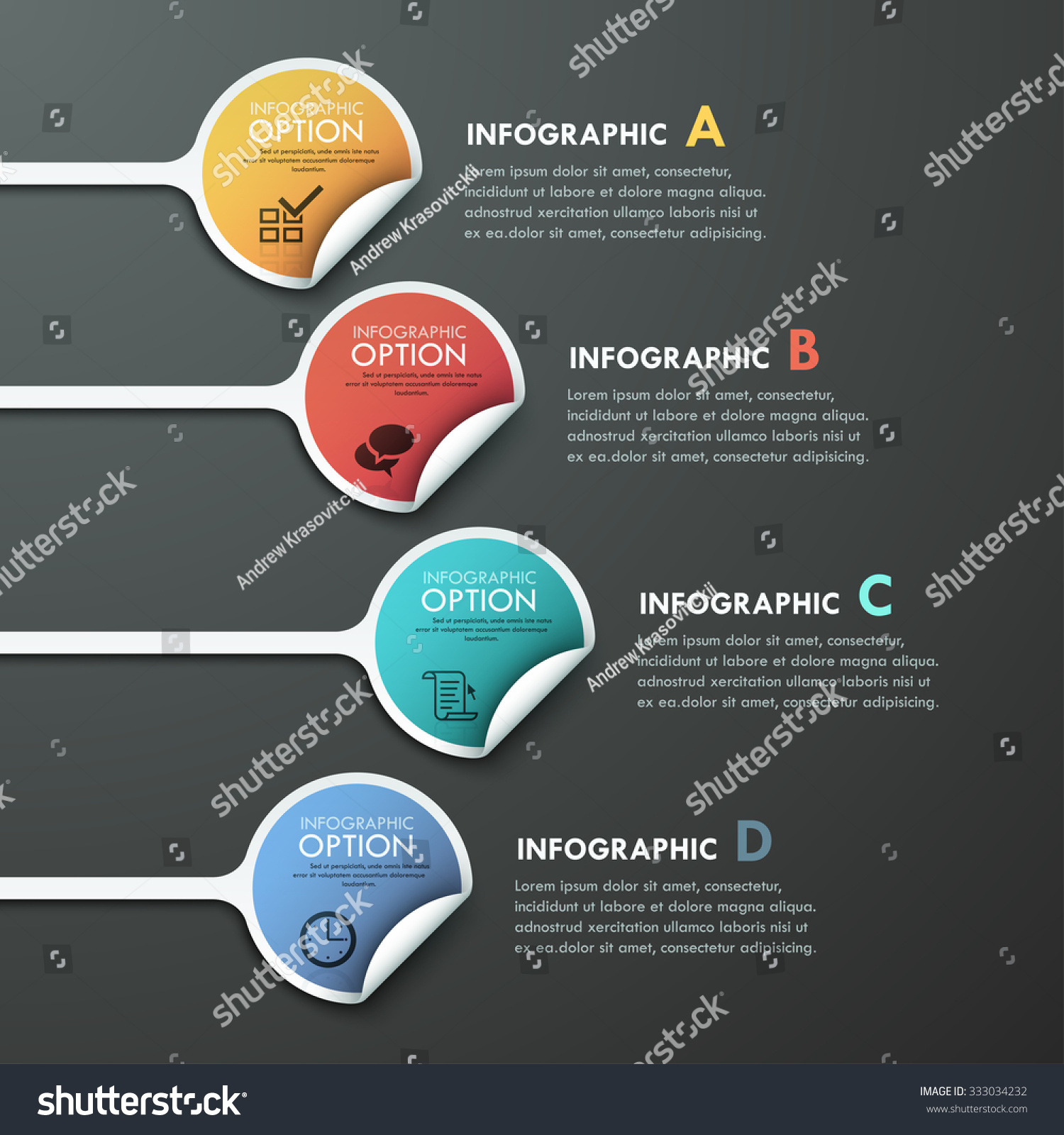 Modern Infographics Options Banner With 4 Colorful Paper Sheets And