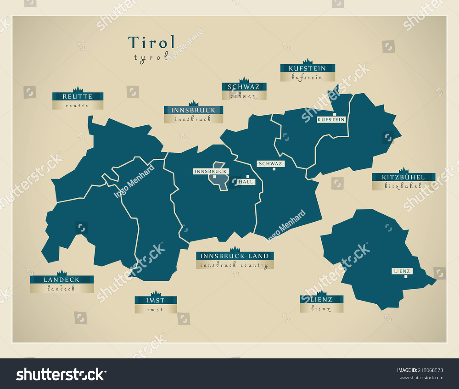 Modern Map - Tyrol At Stock Vector Illustration 218068573 : Shutterstock