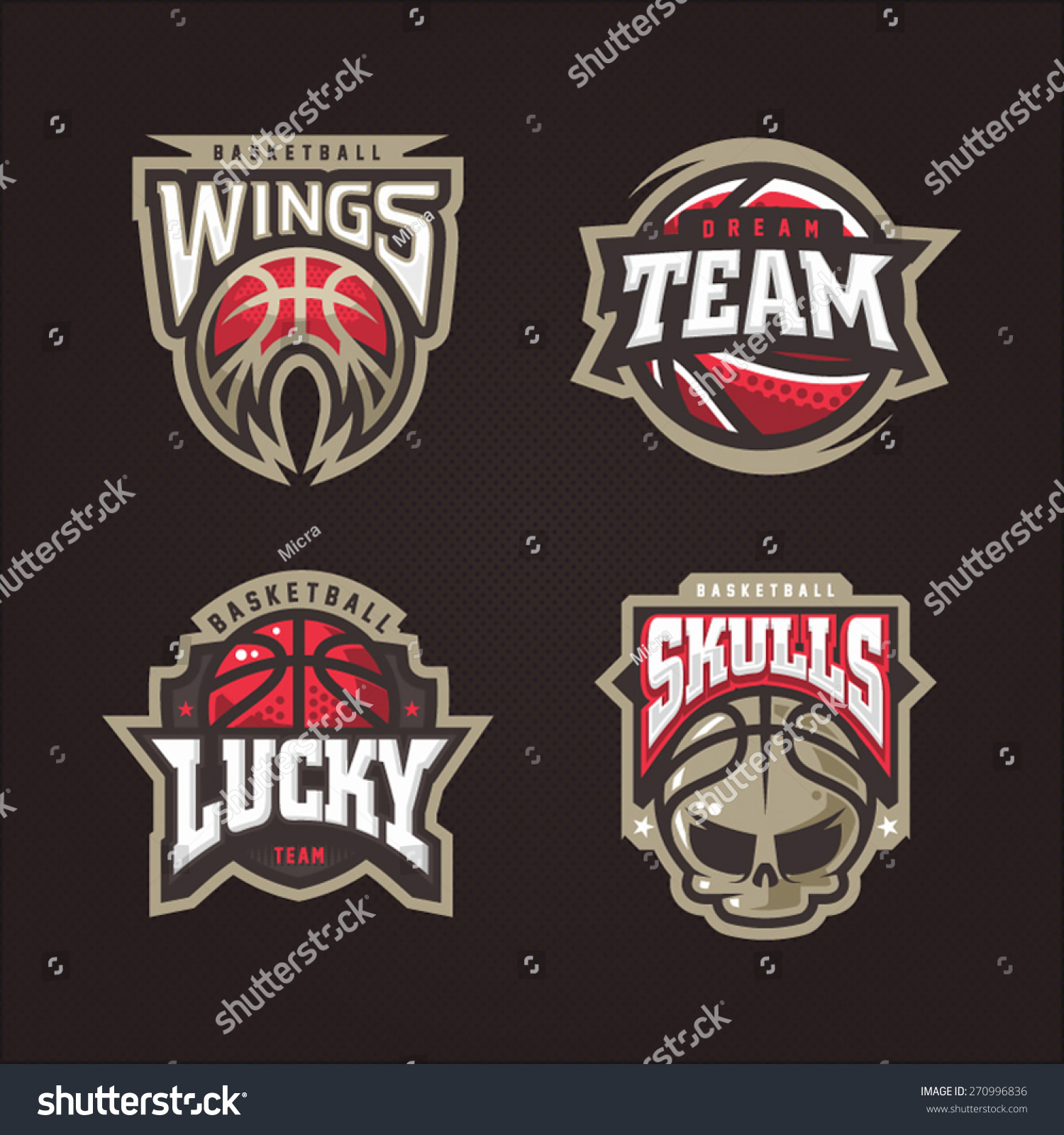 Modern Professional Vector Logo Set For A Basketball Team - 270996836