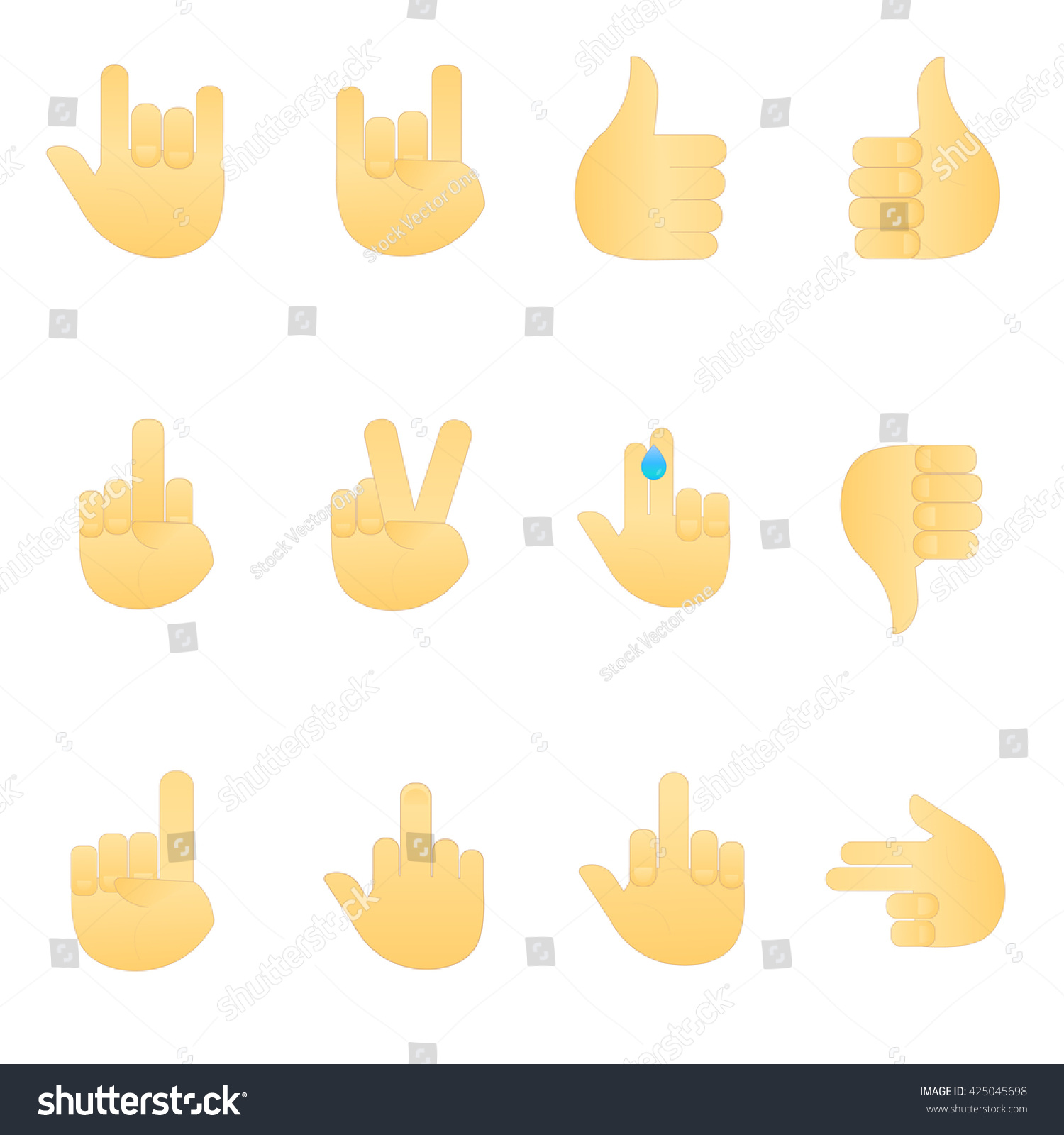 Modern Set Hand Emoticons Hand Icons Stock Vector 425045698 - Shutterstock