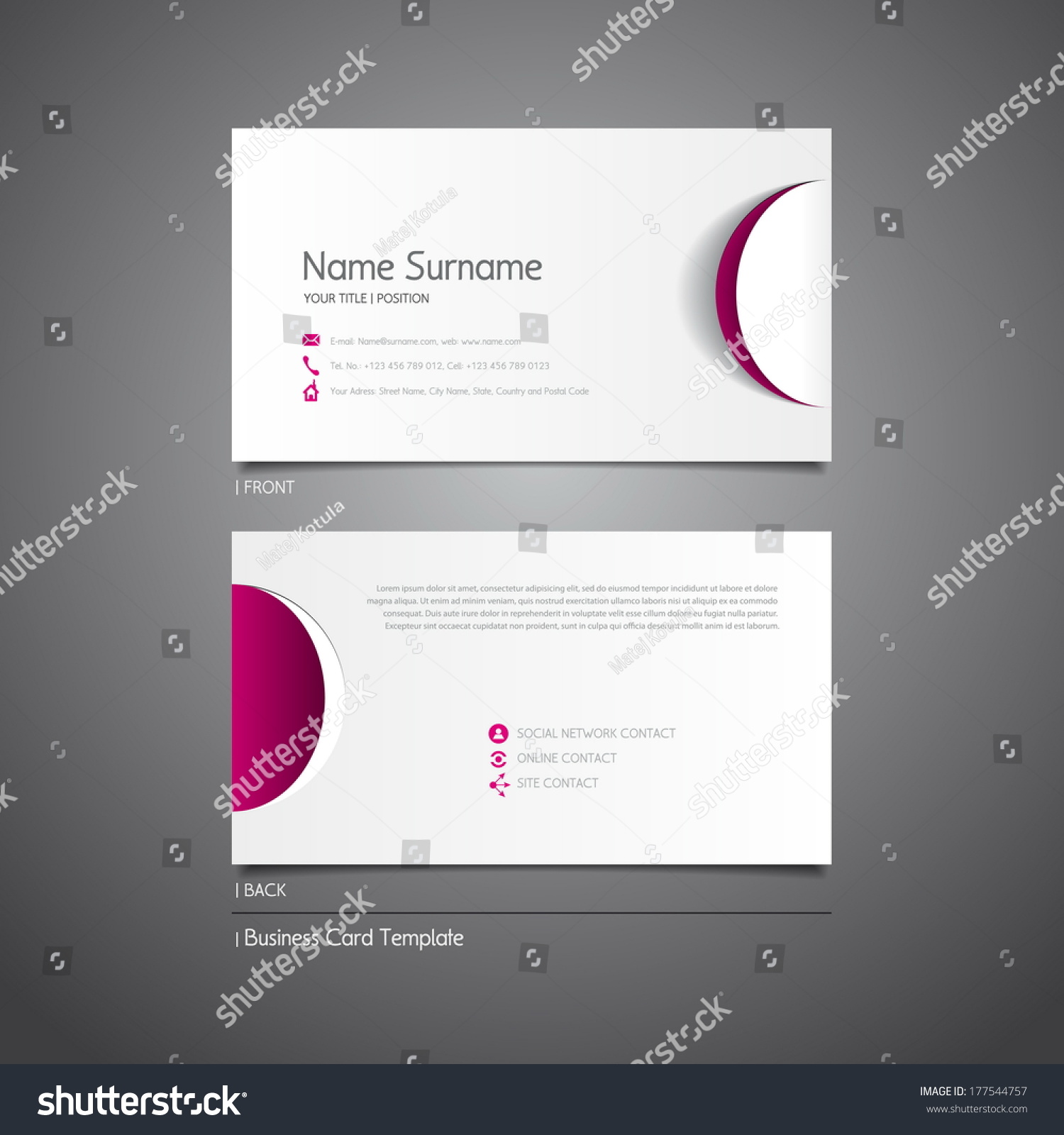 Modern Simple Light Business Card Template Stock Vector 177544757 Shutterstock Circle Business Card Template