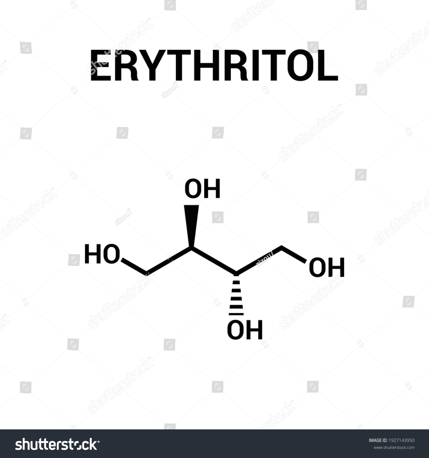 Molecular Structure Erythritol C H O Stock Vector Royalty Free