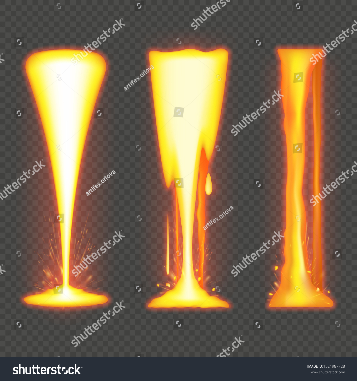 Molten Metal Lava Effect On Transparent Stock Vector Royalty Free