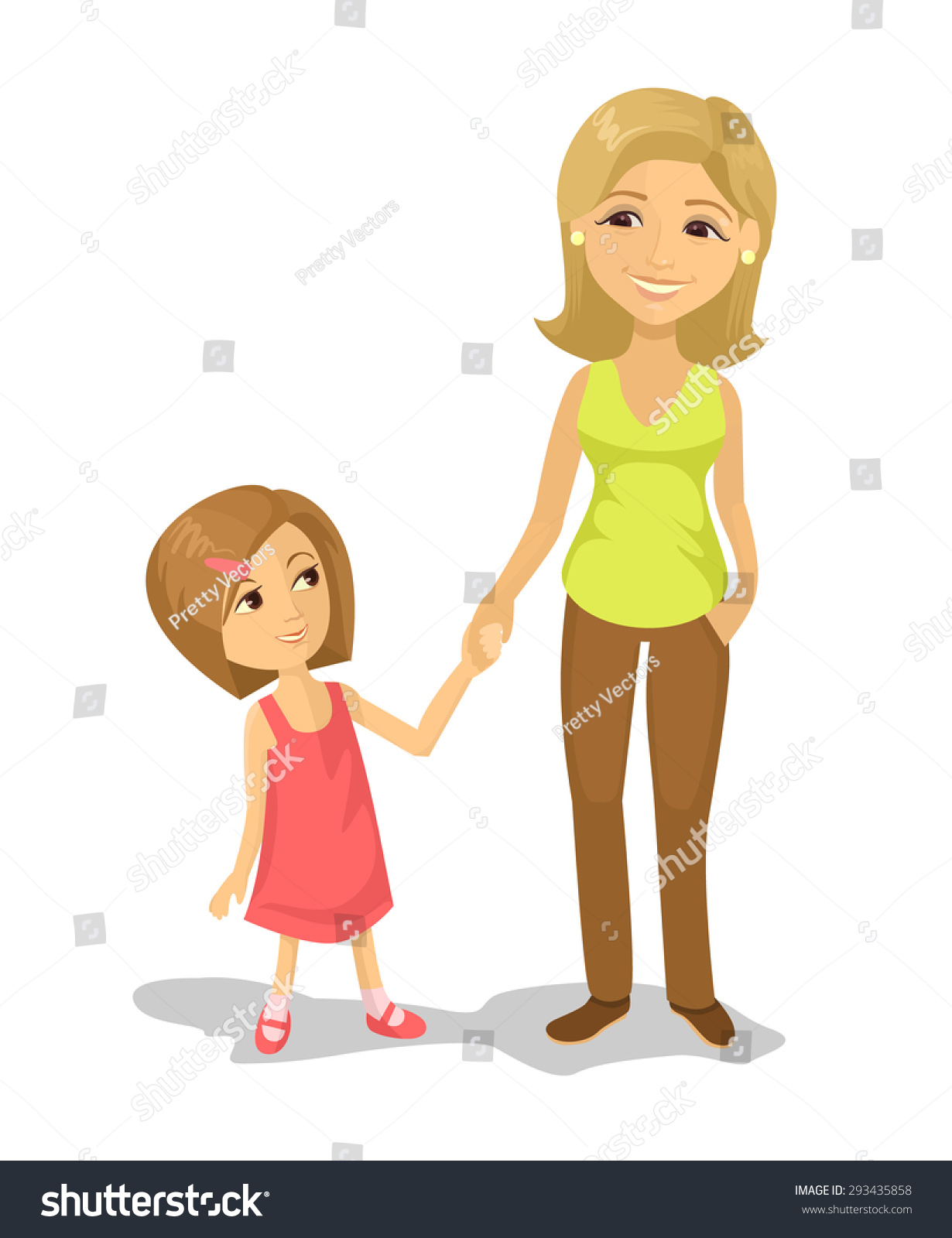 Mom And Daughter. Vector Flat Illustration - 293435858 : Shutterstock