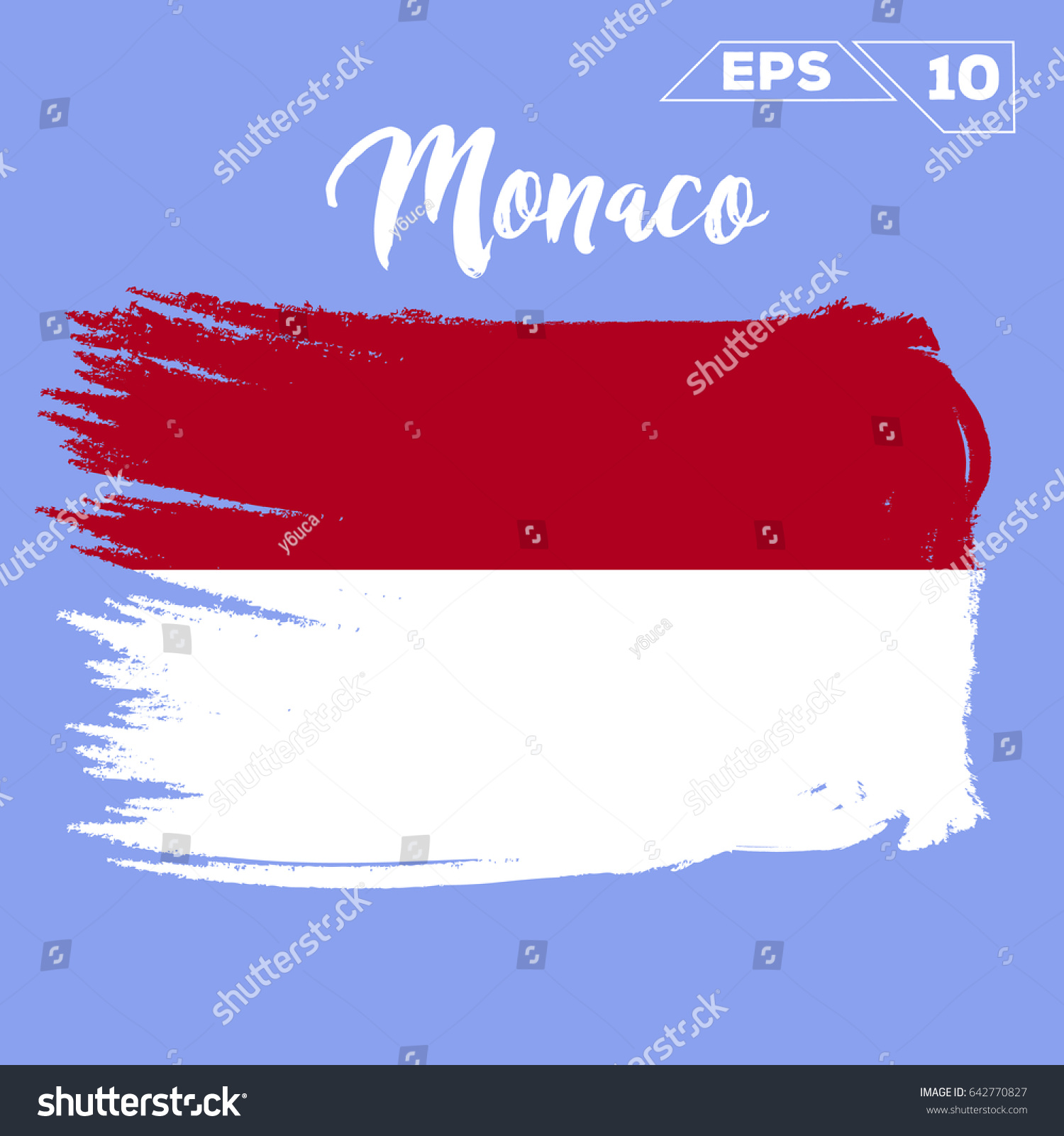 Monaco Flag Brush Strokes Painted Vector Stock Vector Royalty Free