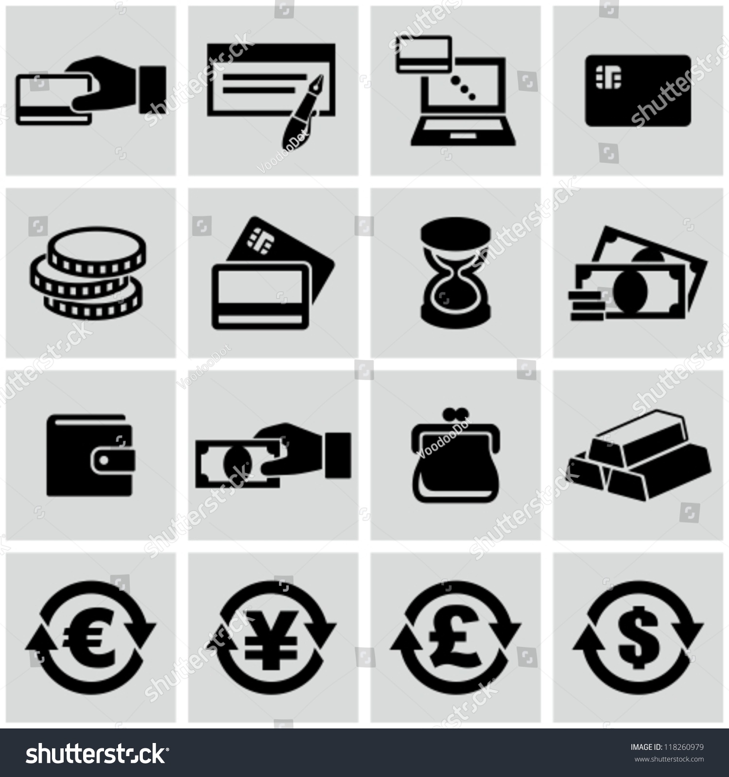 Money Icons Set Stock Vector Illustration 118260979 : Shutterstock