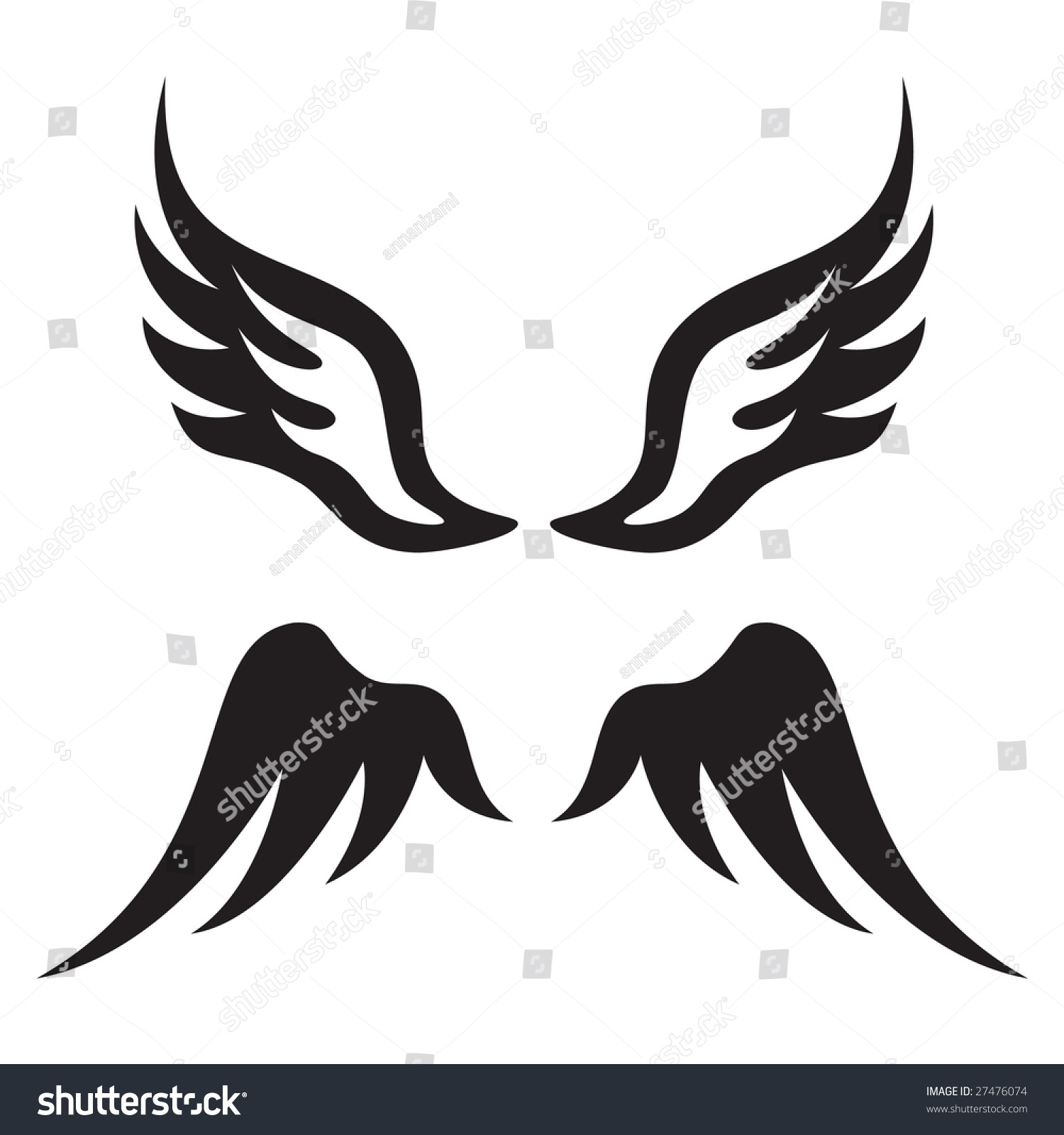 Monochrome Wings Silhouette Stock Vector 27476074 - Shutterstock