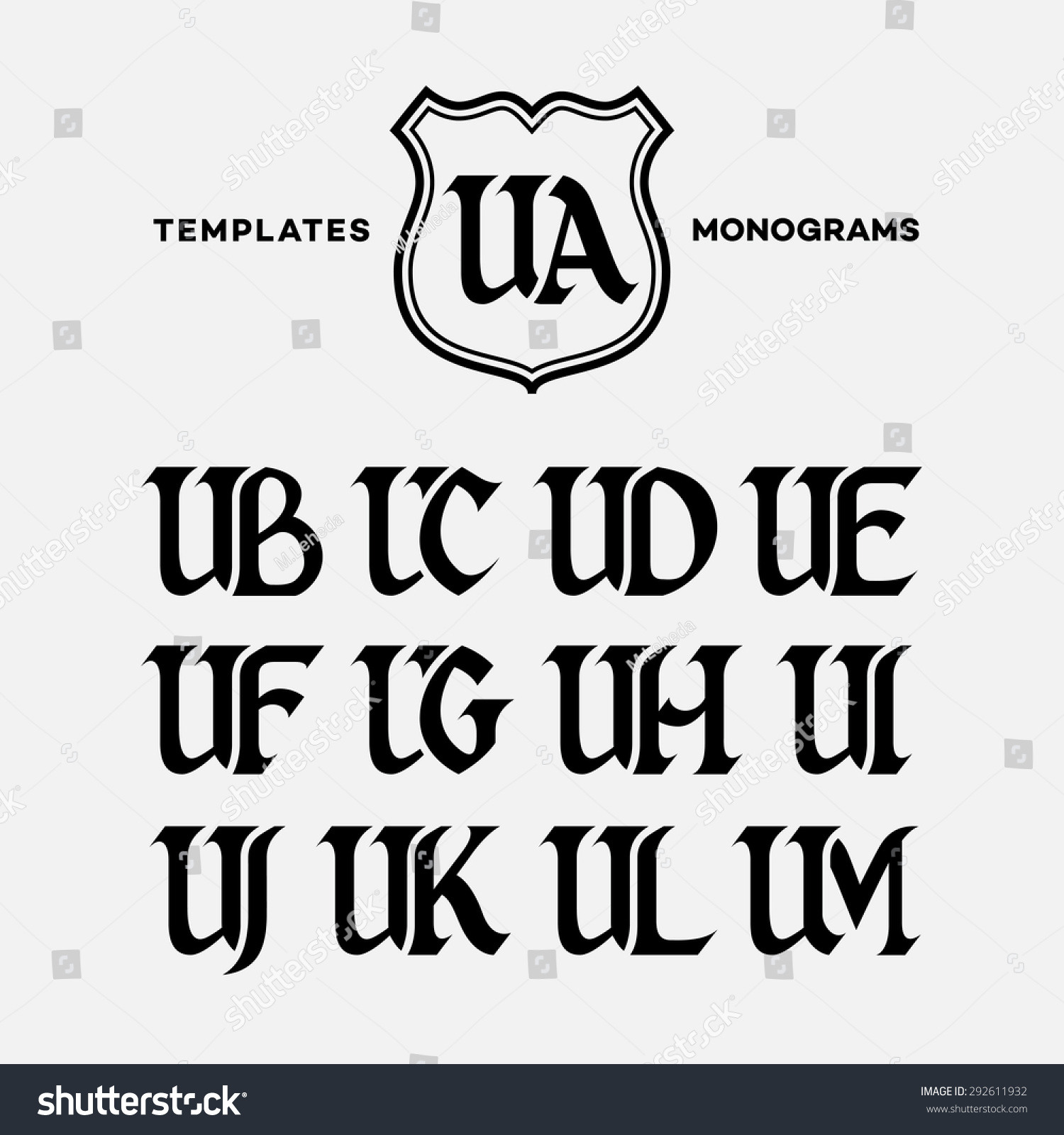 Monogram Design Template Combinations Capital Letters Stock Vector