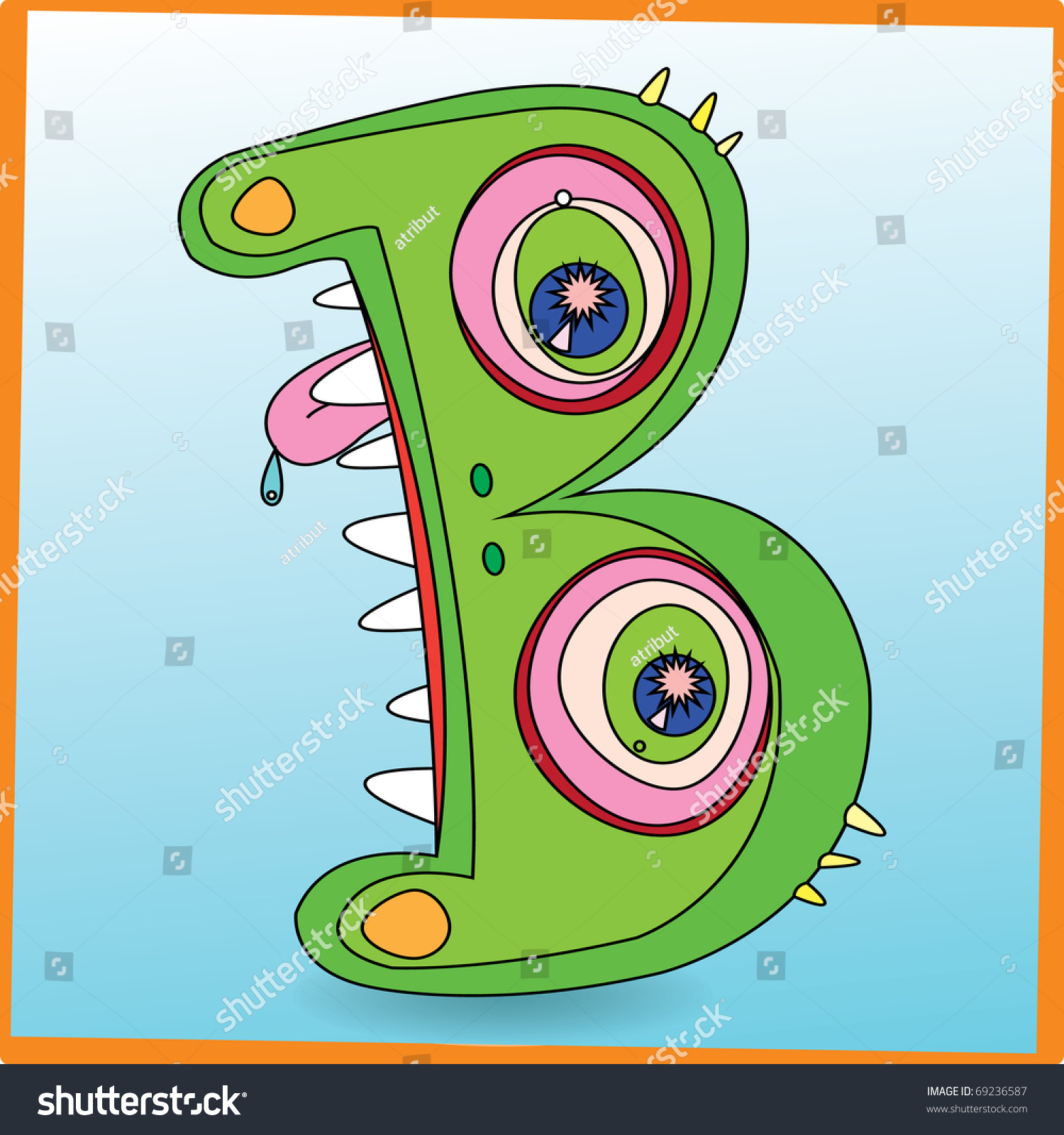 Monster B Letter Stock Vector Illustration 69236587 : Shutterstock