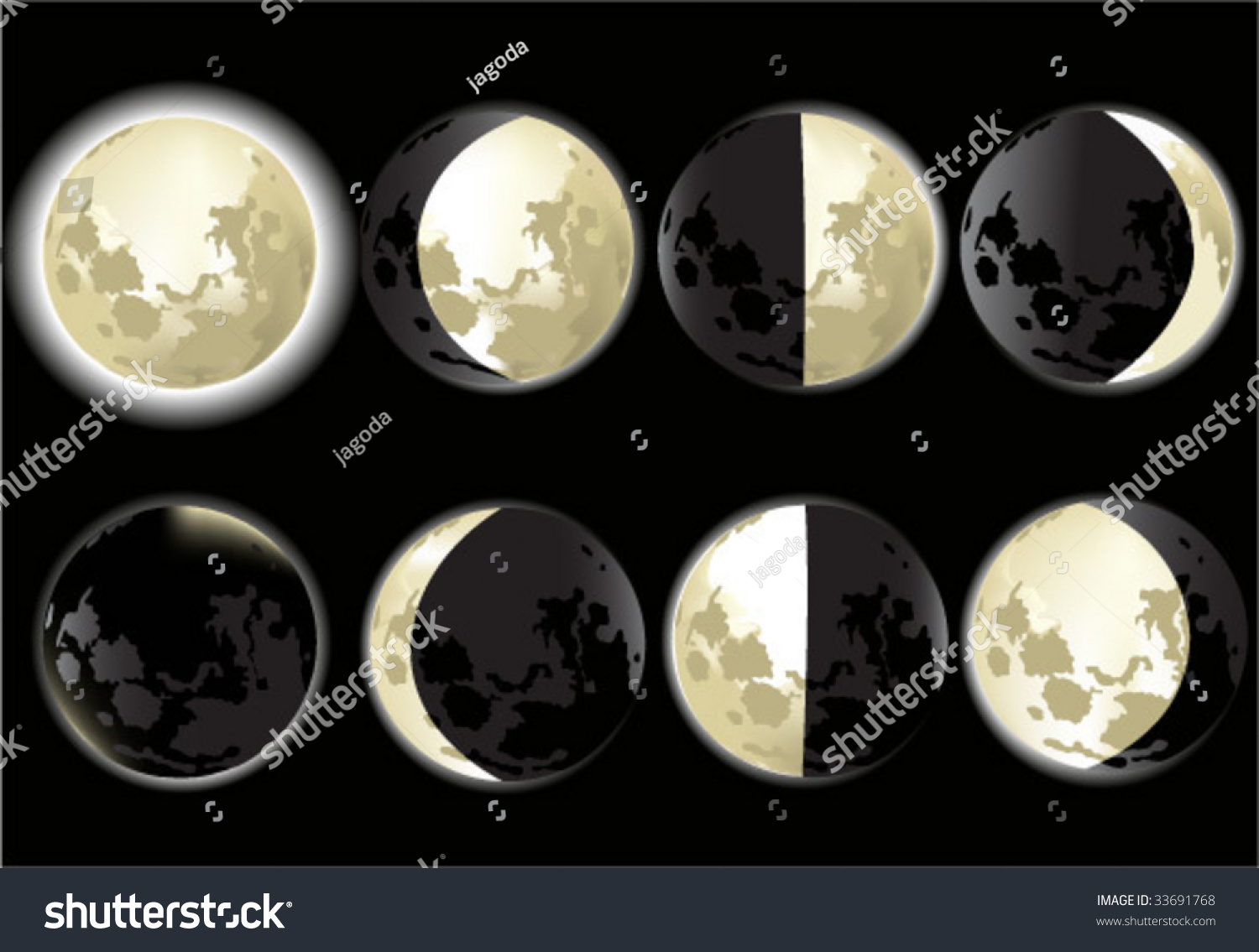 Moon Phases Stock Vector Illustration 33691768 Shutterstock