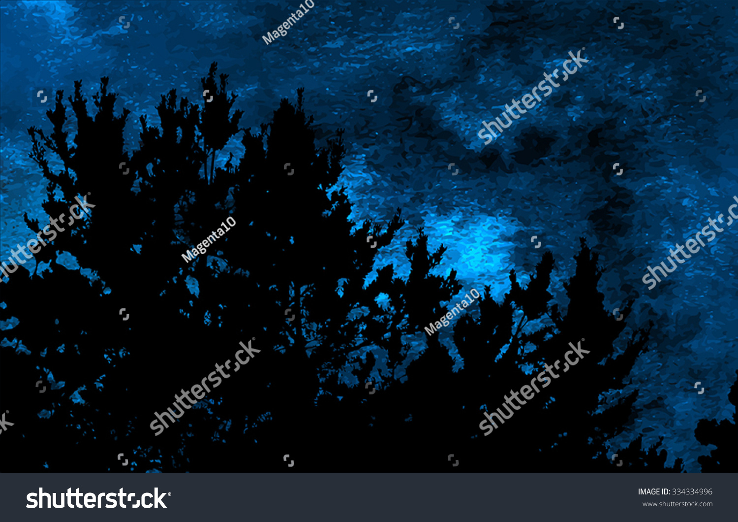 Moonlit Night Landscape Silhouette Dark Tree Stock Vector 334334996