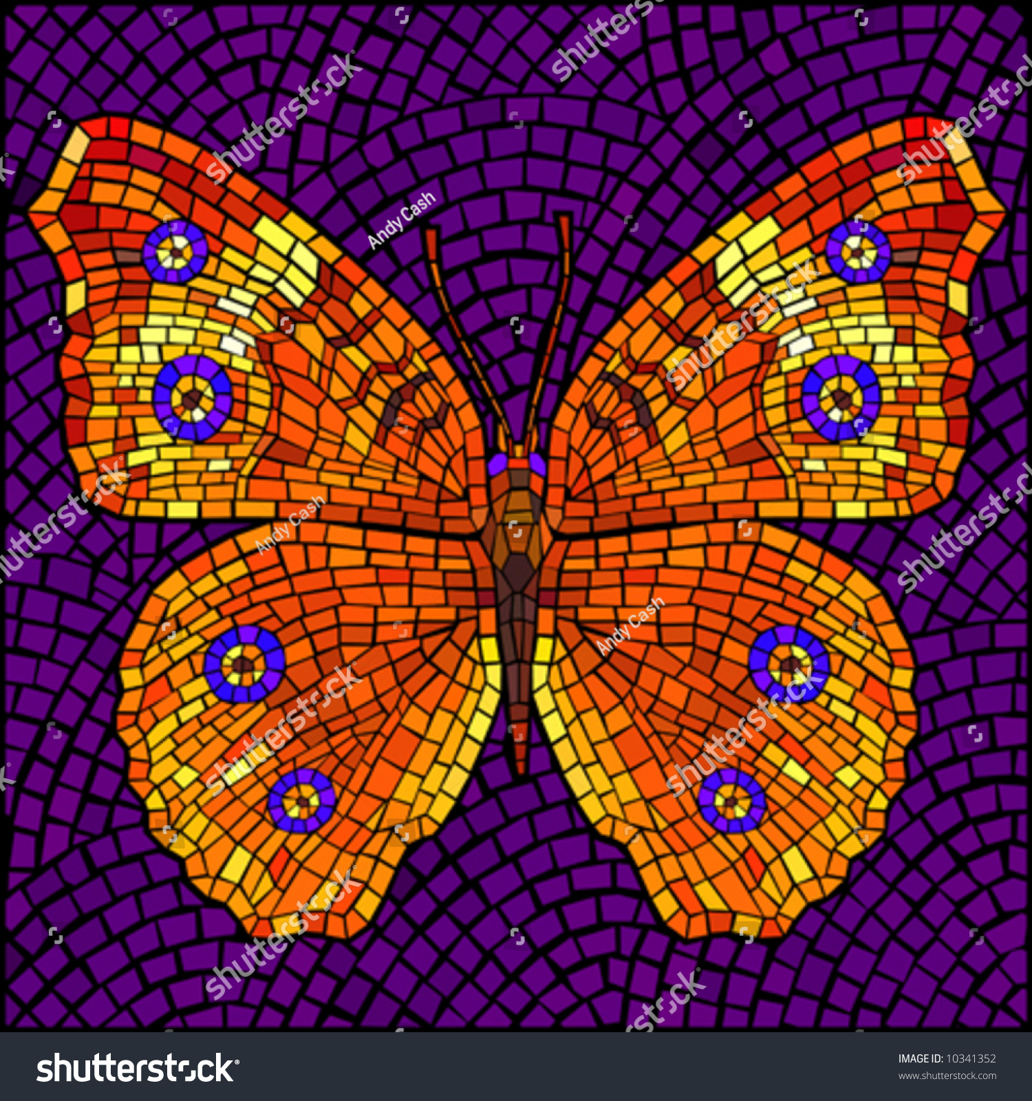 Mosaic Butterfly Stock Vector Illustration 10341352