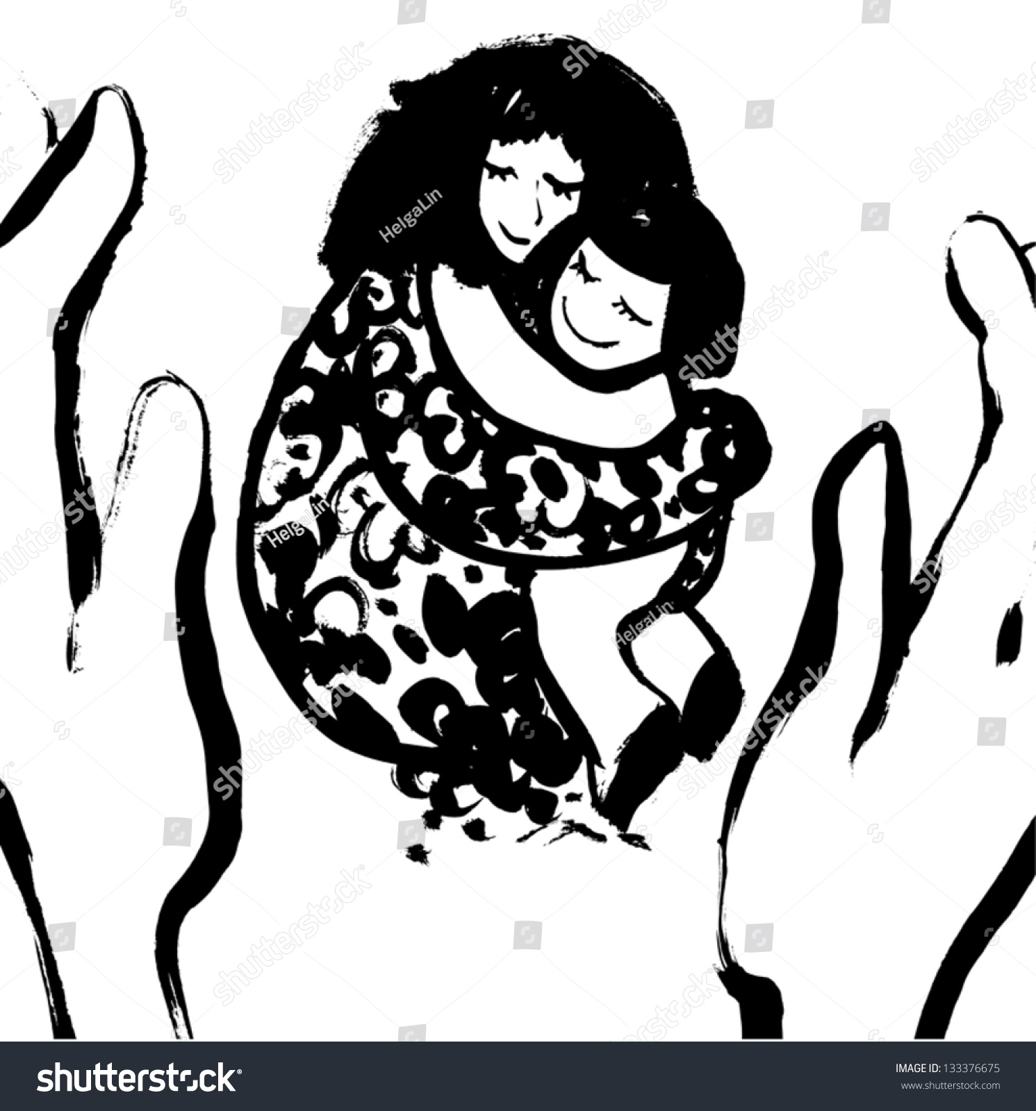 Mother And Child. Stock Vector Illustration 133376675 : Shutterstock