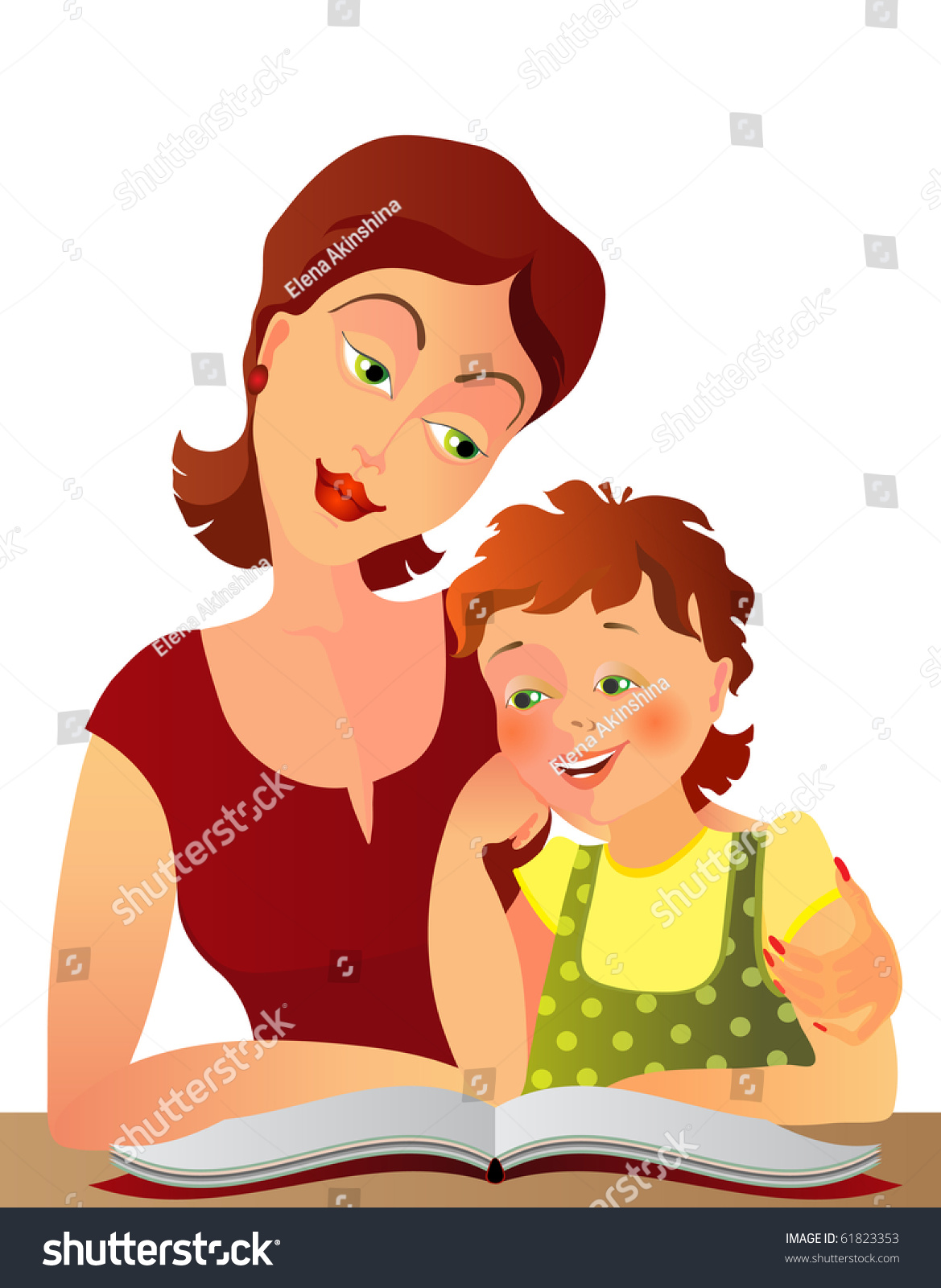 Mother And Daughter Stock Vector Illustration 61823353 : Shutterstock