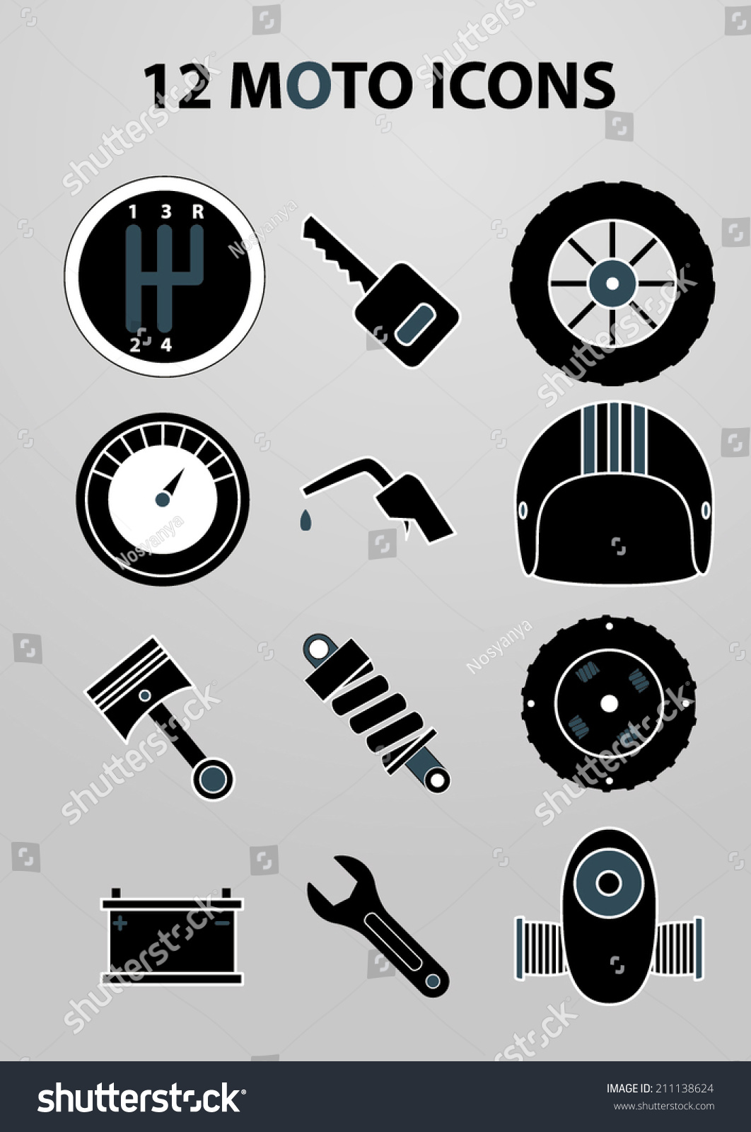 Motorcycle Parts Vector Icon Set 211138624 Shutterstock