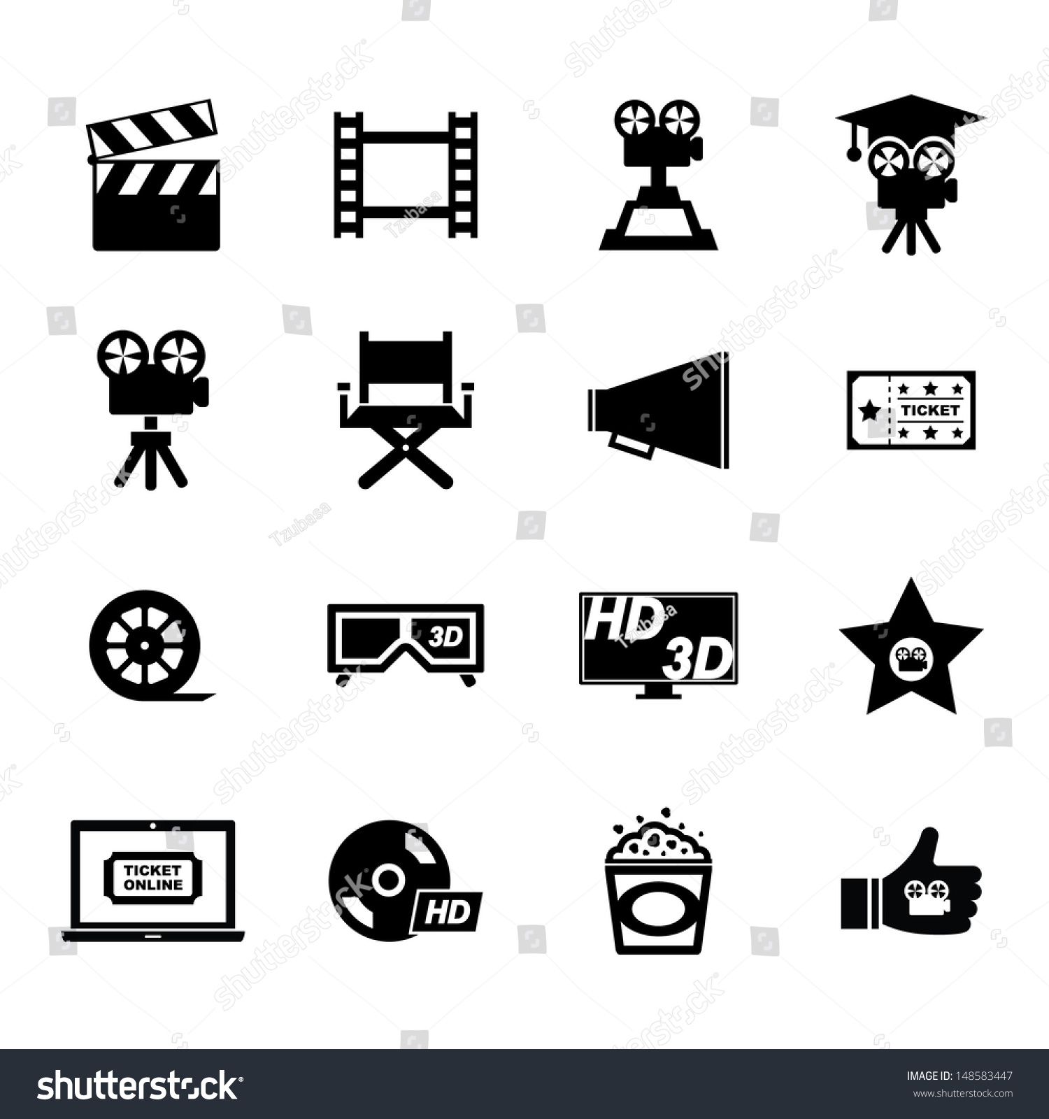 Movie Icon 스톡 벡터 일러스트레이션 148583447 : Shutterstock