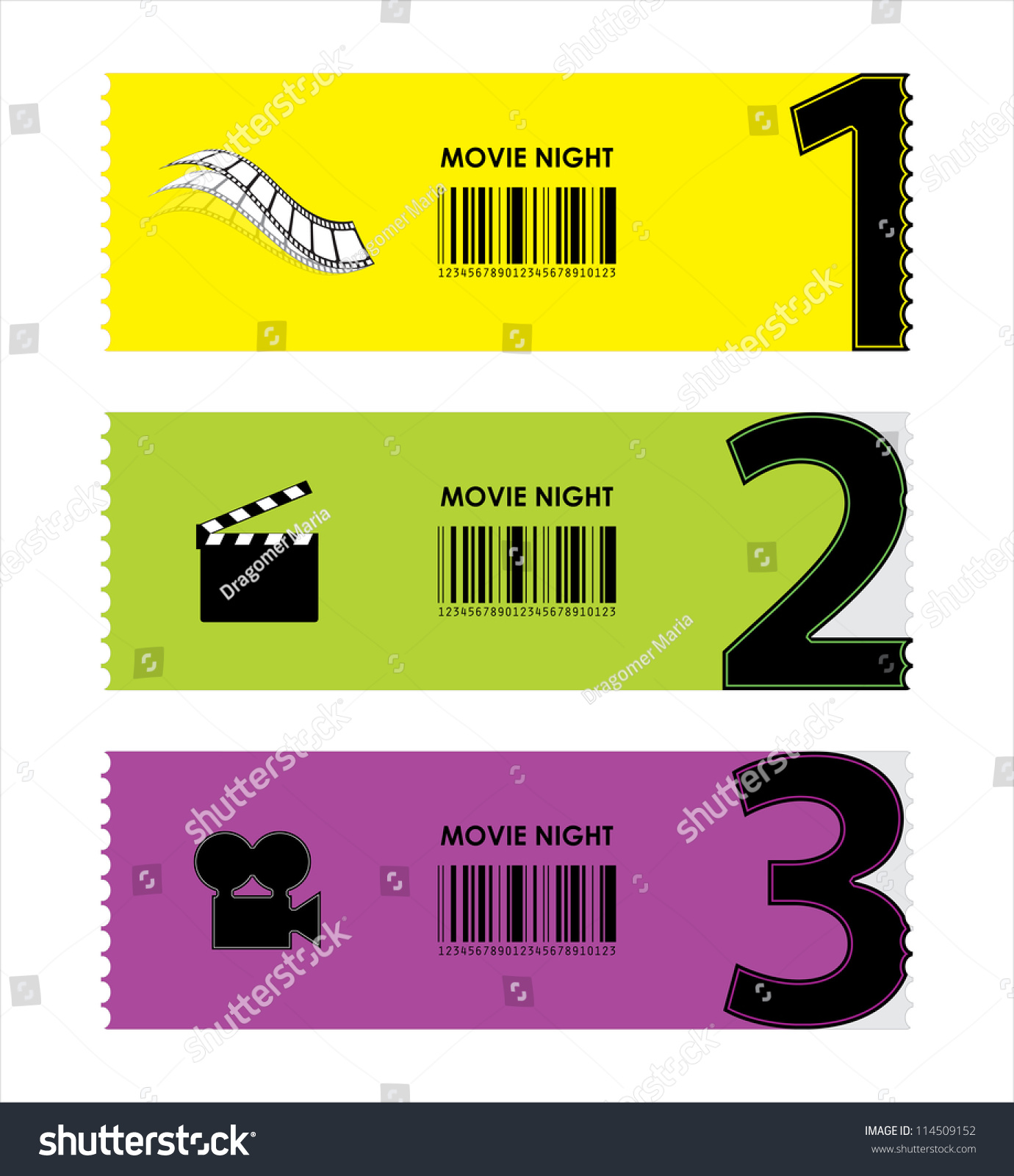Movie Ticket Stock Vector Illustration 114509152 : Shutterstock