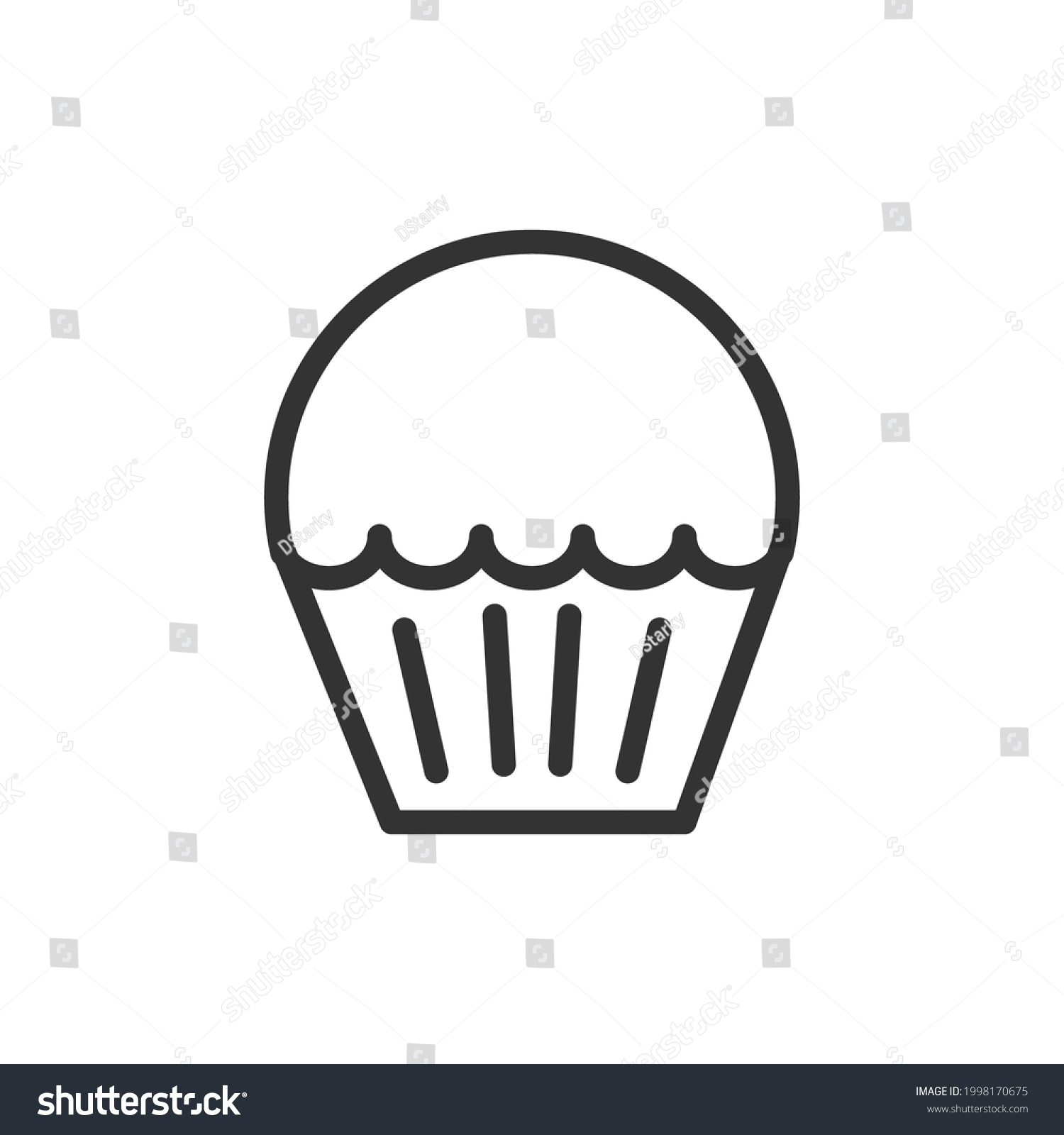 Muffin Line Icon Web Symbol Web Stock Vector Royalty Free