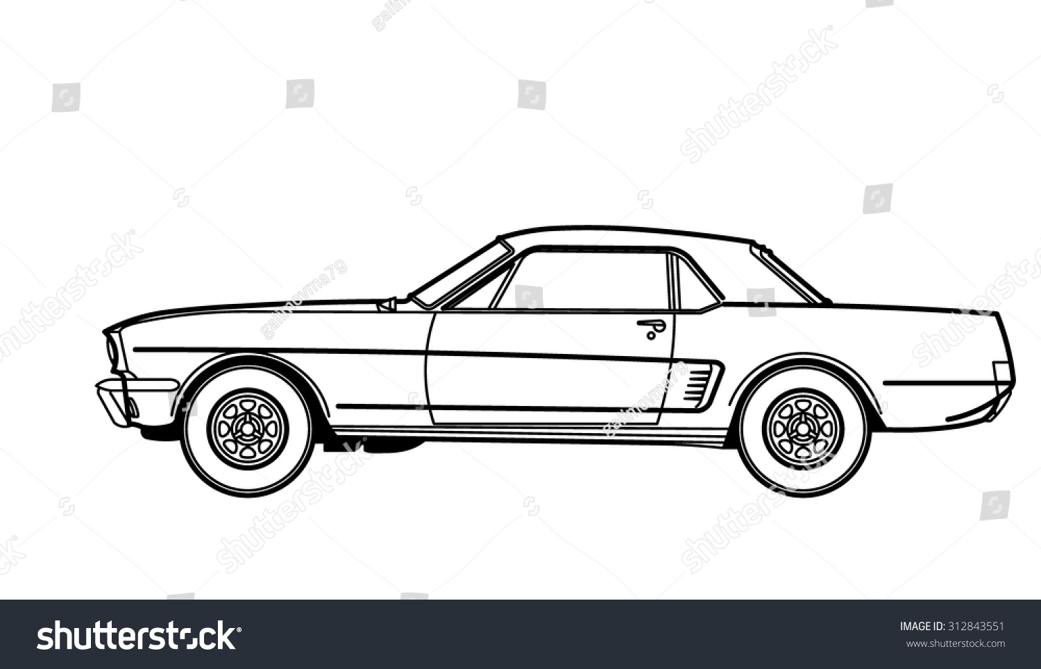 Muscle Car Drawing Stock Vector 312843551 - Shutterstock