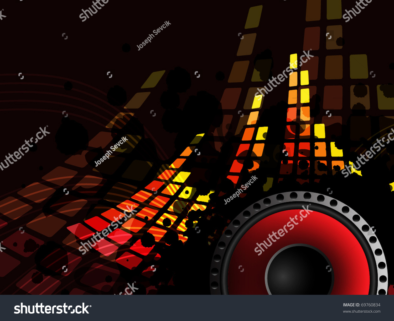 Music Bar With Sound-Speaker - Dark Background Stock Vector