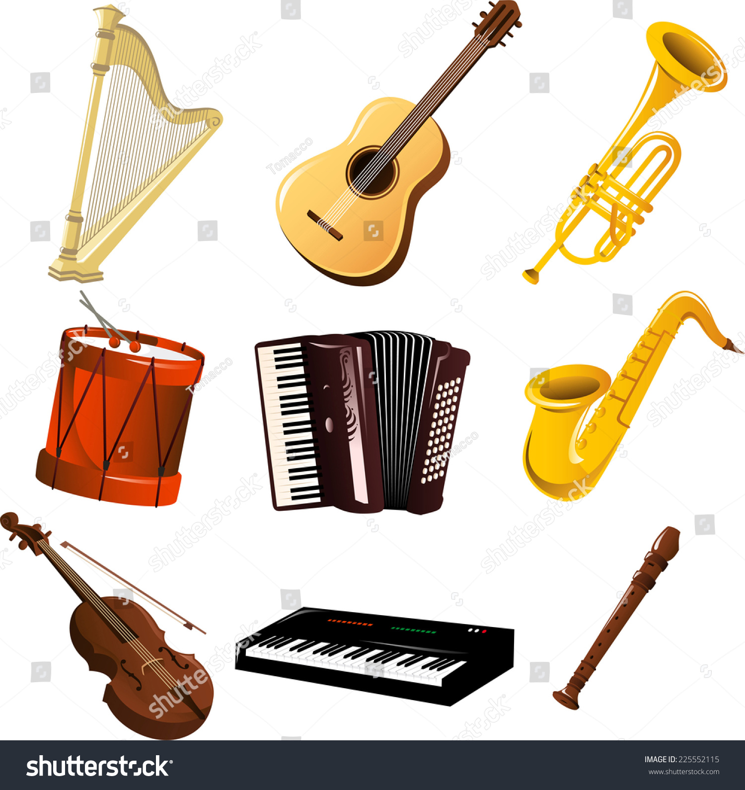Music Instrument Cartoon Set Stock Vector 225552115 - Shutterstock