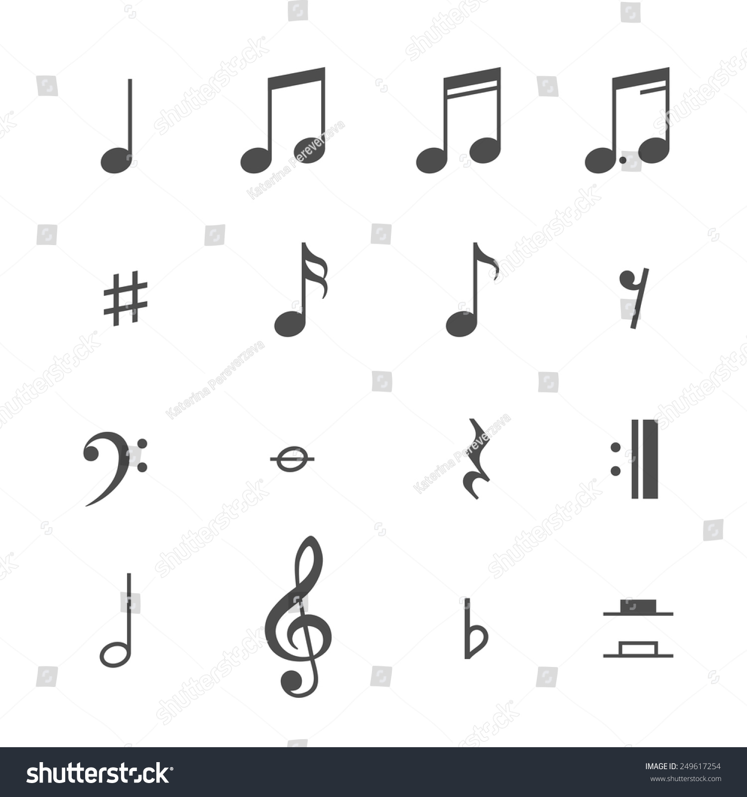 Music Notes And Icons Set. Vector Illustration - 249617254 : Shutterstock
